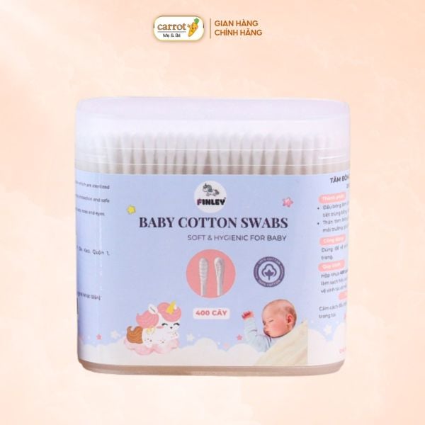 Tăm Bông Trẻ Em Thân Giấy Finley Hộp 400 Que