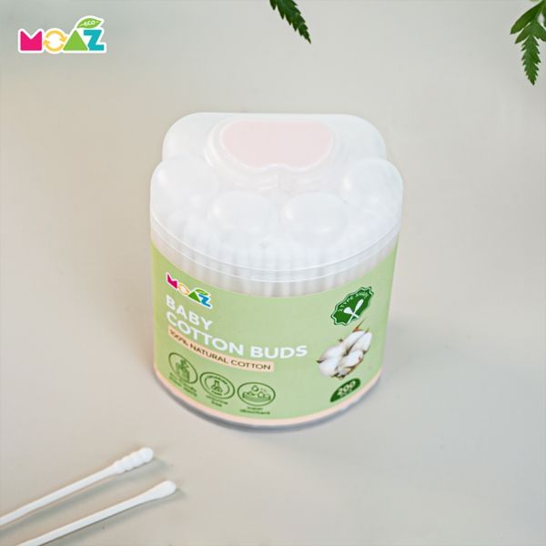 Tăm Bông Trẻ Em Thân Giấy Moaz Eco Hộp 200 Que