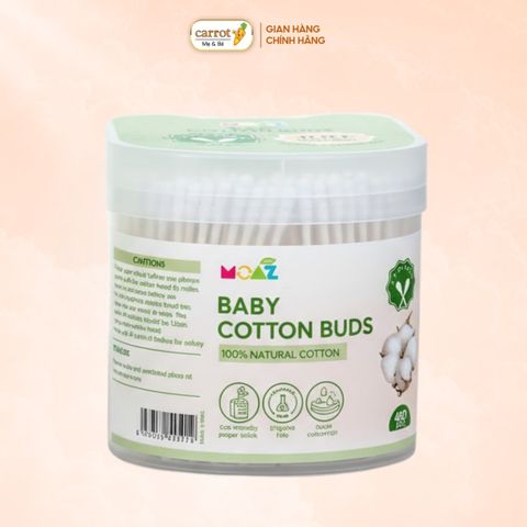 Tăm Bông Trẻ Em Thân Giấy Moaz Eco Hộp 480 Que