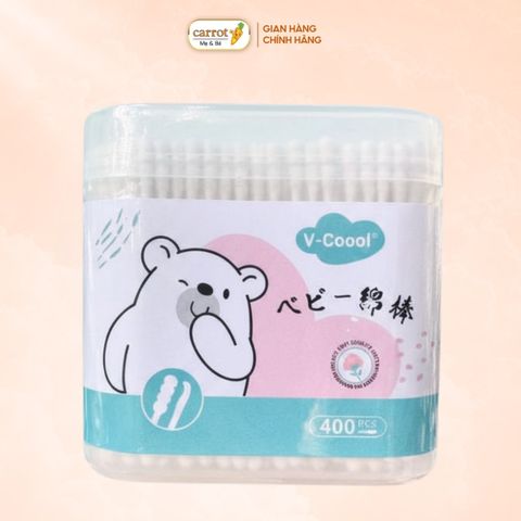 Tăm Bông Trẻ Em Thân Giấy V-Coool Hộp 400 Que