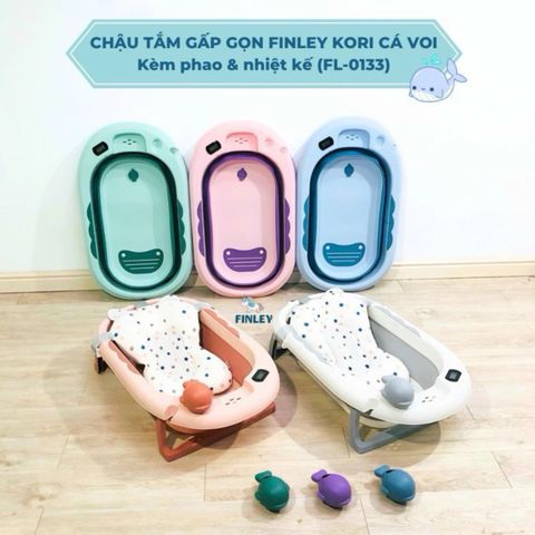 Thau Tắm Gấp Gọn Finley Kori Cá Voi Kèm Phao Và Nhiệt Kế FL-0133