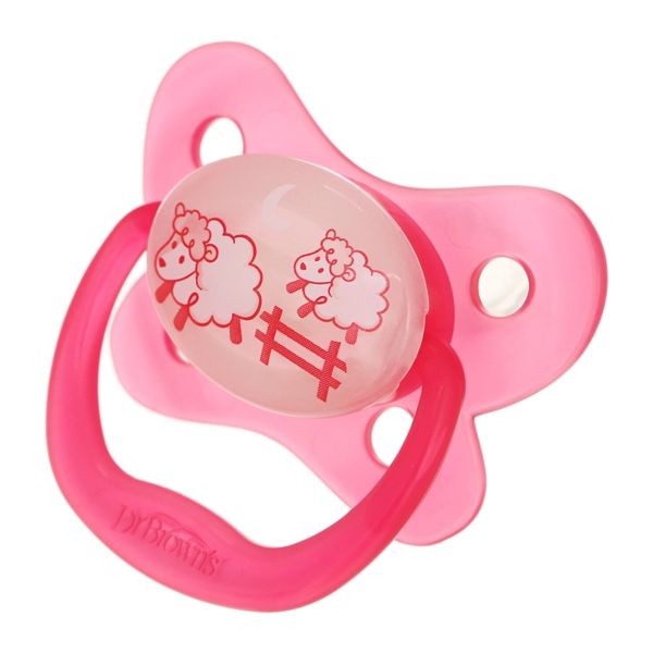 Ti Ngậm Dr.Brown's Dạ Quang Silicon Siêu Mềm Cho Bé 6-18M Hồng