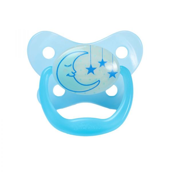 Ti Ngậm Dr.Brown's Dạ Quang Silicon Siêu Mềm Cho Bé 6-18M Xanh