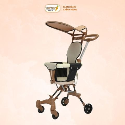 Xe Đẩy Gấp Gọn Du Lịch Có Mái Màu Nâu Và Đen