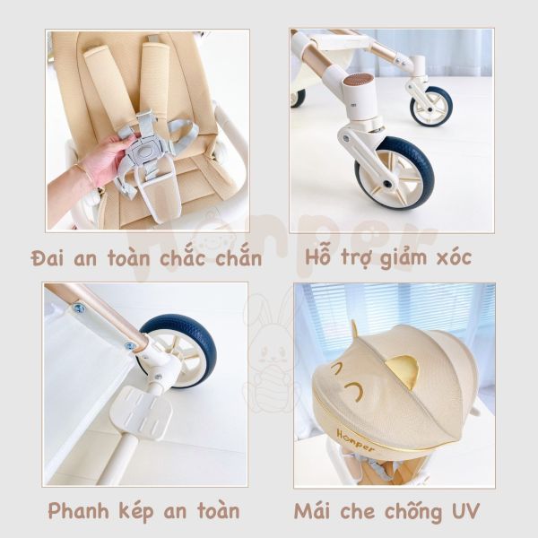 Xe Đẩy Gấp gọn Honper HP825 Kèm Bàn Ăn Và Vô Lăng Phát Nhạc