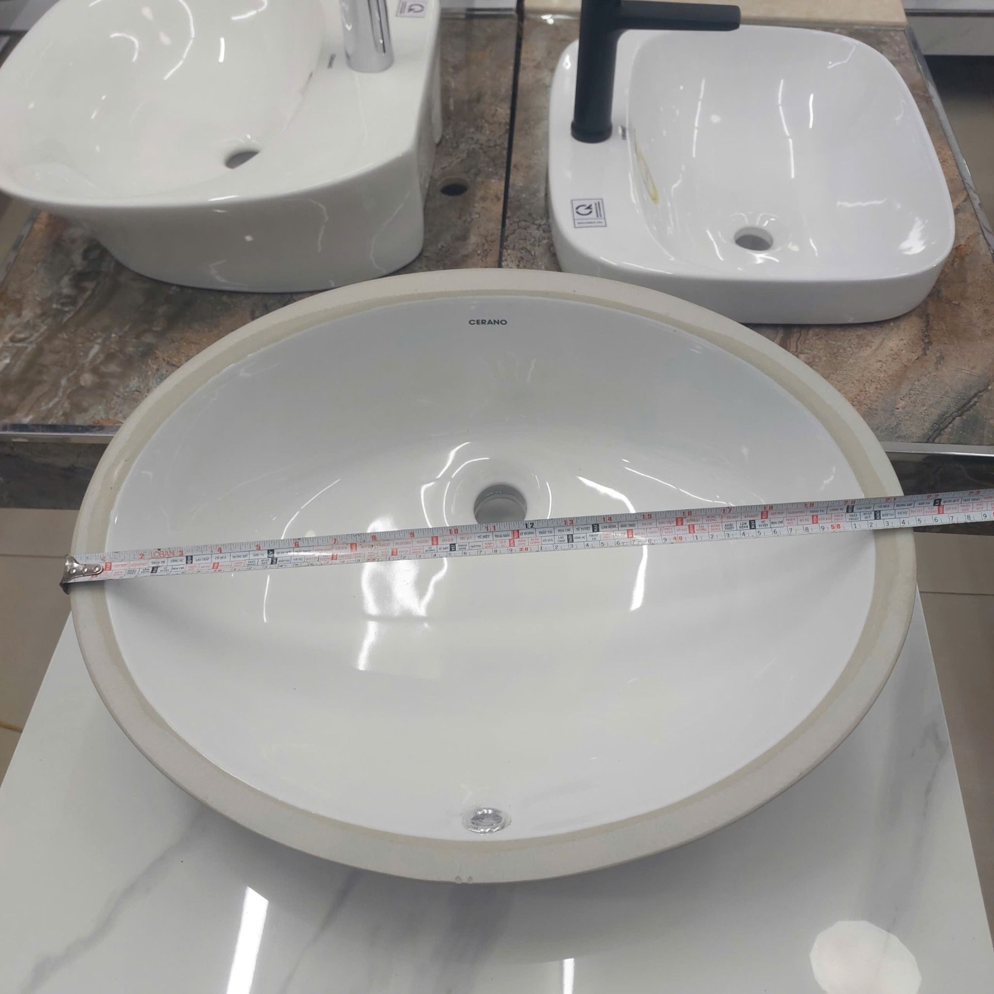  Chậu Âm Hình Bầu Dục Bàn Đá Cao Cấp CERANO Mã F4639-HYC-022-22 