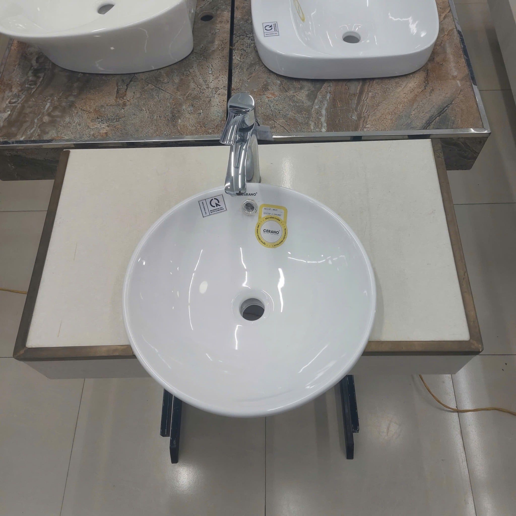  Chậu Đặt Bàn Đá Nửa Trong Nửa ngoài Cao Cấp Cerano Mã 8029 