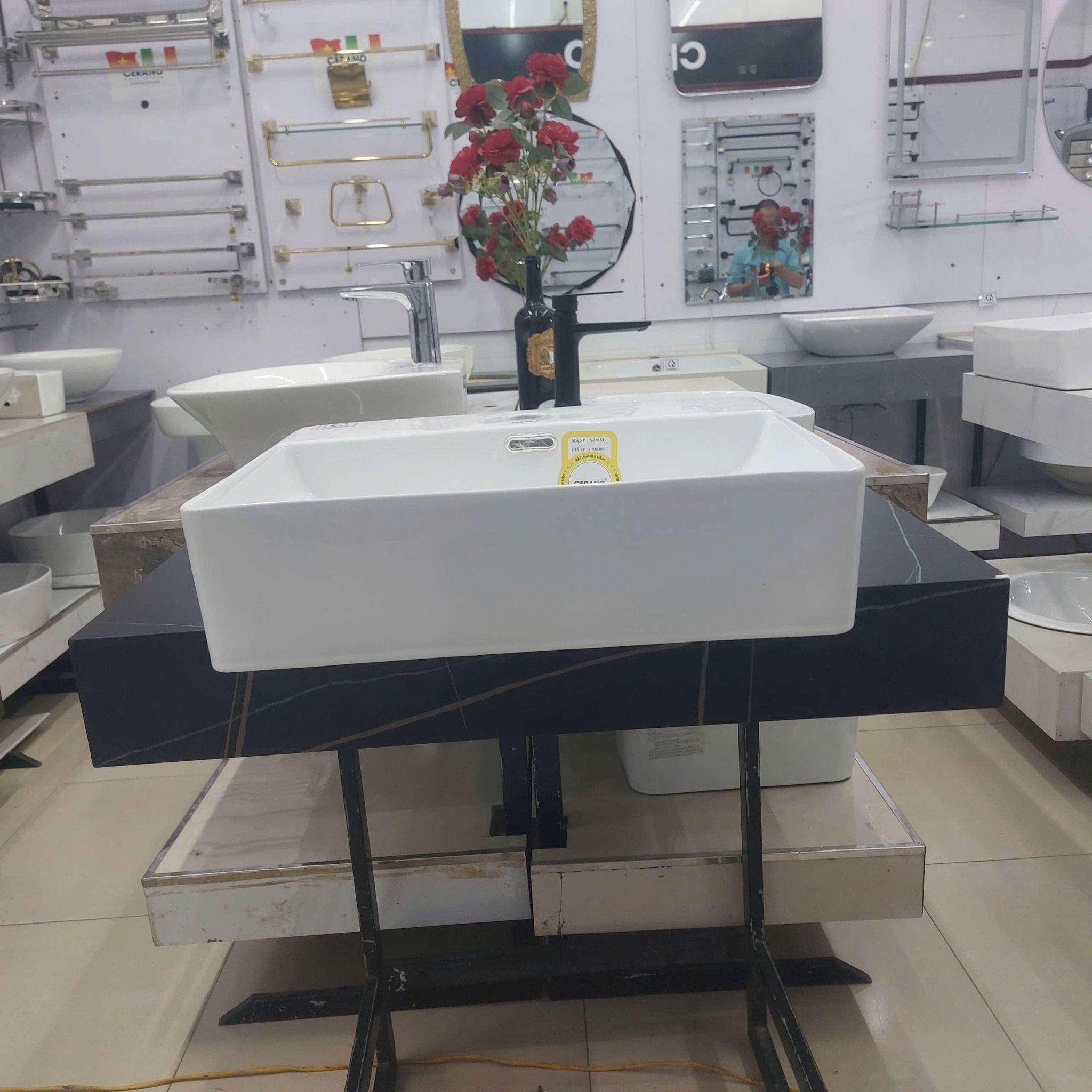  Chậu Đặt Bàn Đá Nửa Trong Nửa ngoài Cao Cấp Cerano Mã XZ8181 