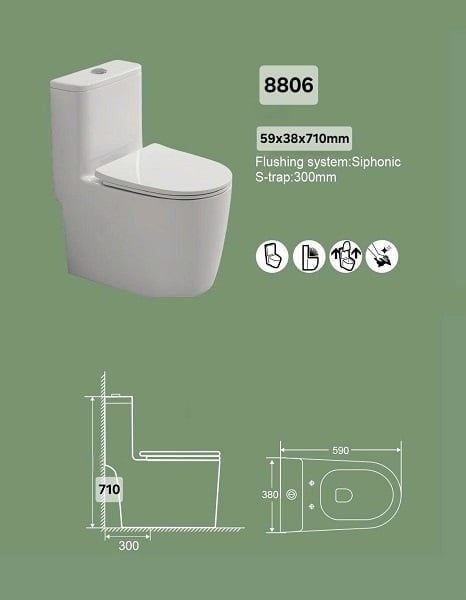  Bồn Cầu Liền Khối Cerano Mã 8806 