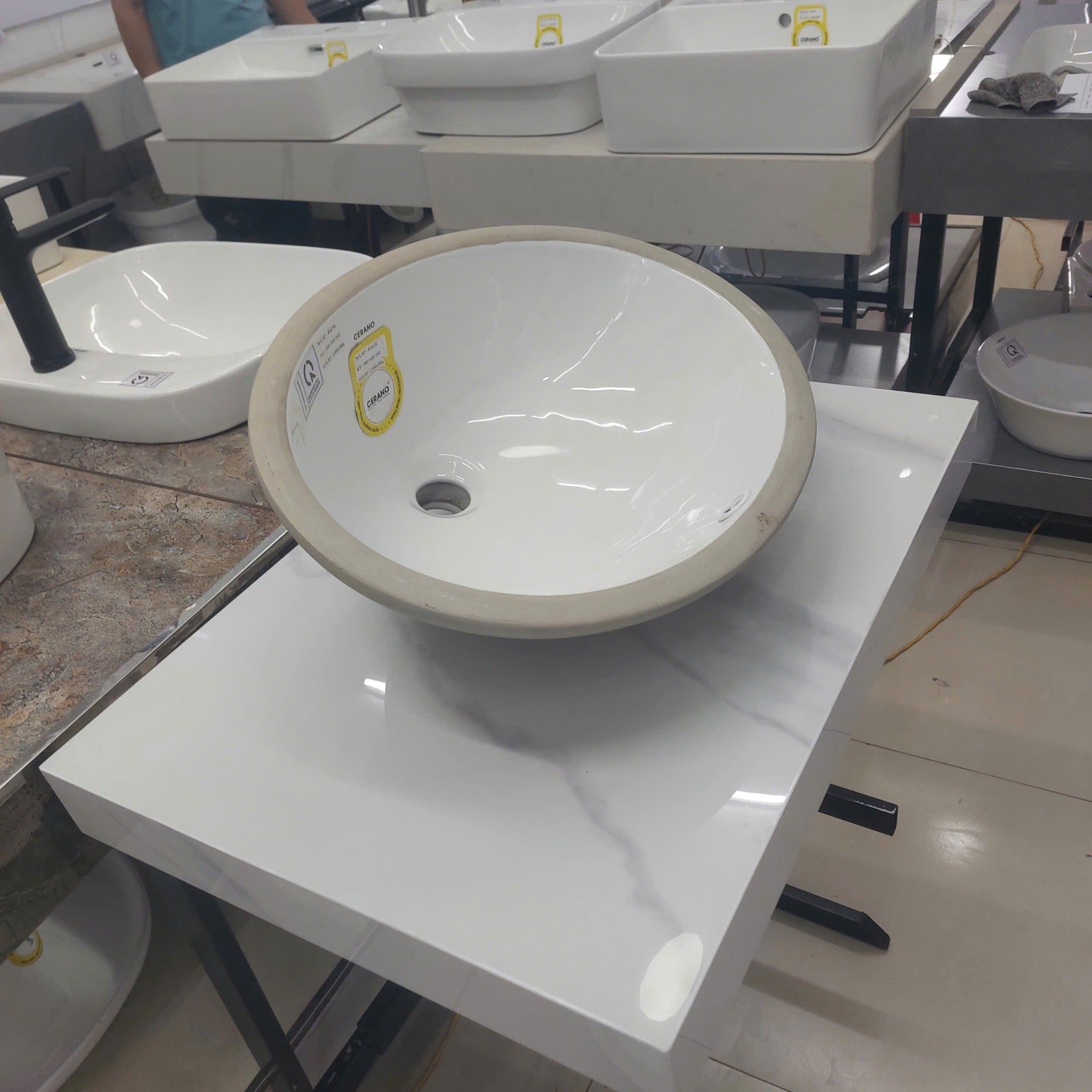  Chậu Rửa Âm Tròn Bàn Đá Cao Cấp CERANO Mã F4638 