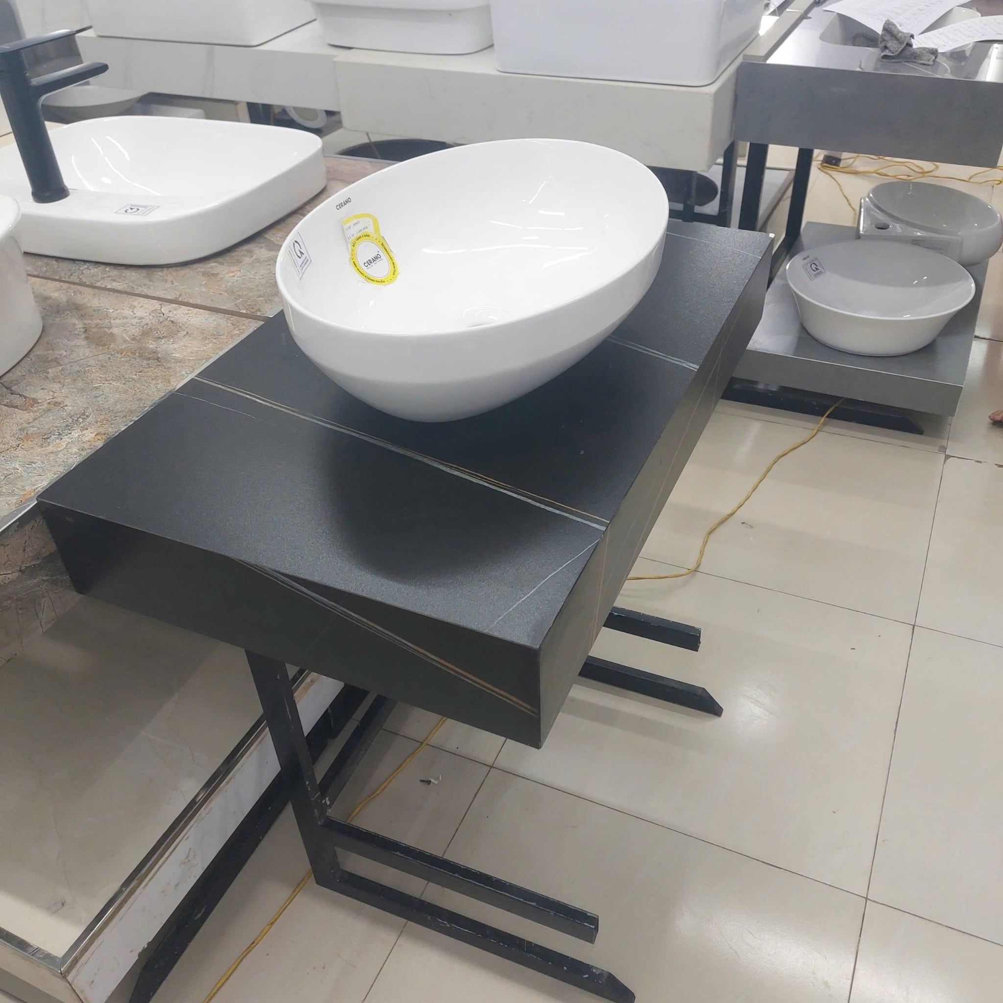  Chậu Đặt Bàn Đá Hình Bầu Dục Cao Cấp Cerano Mã 8502 