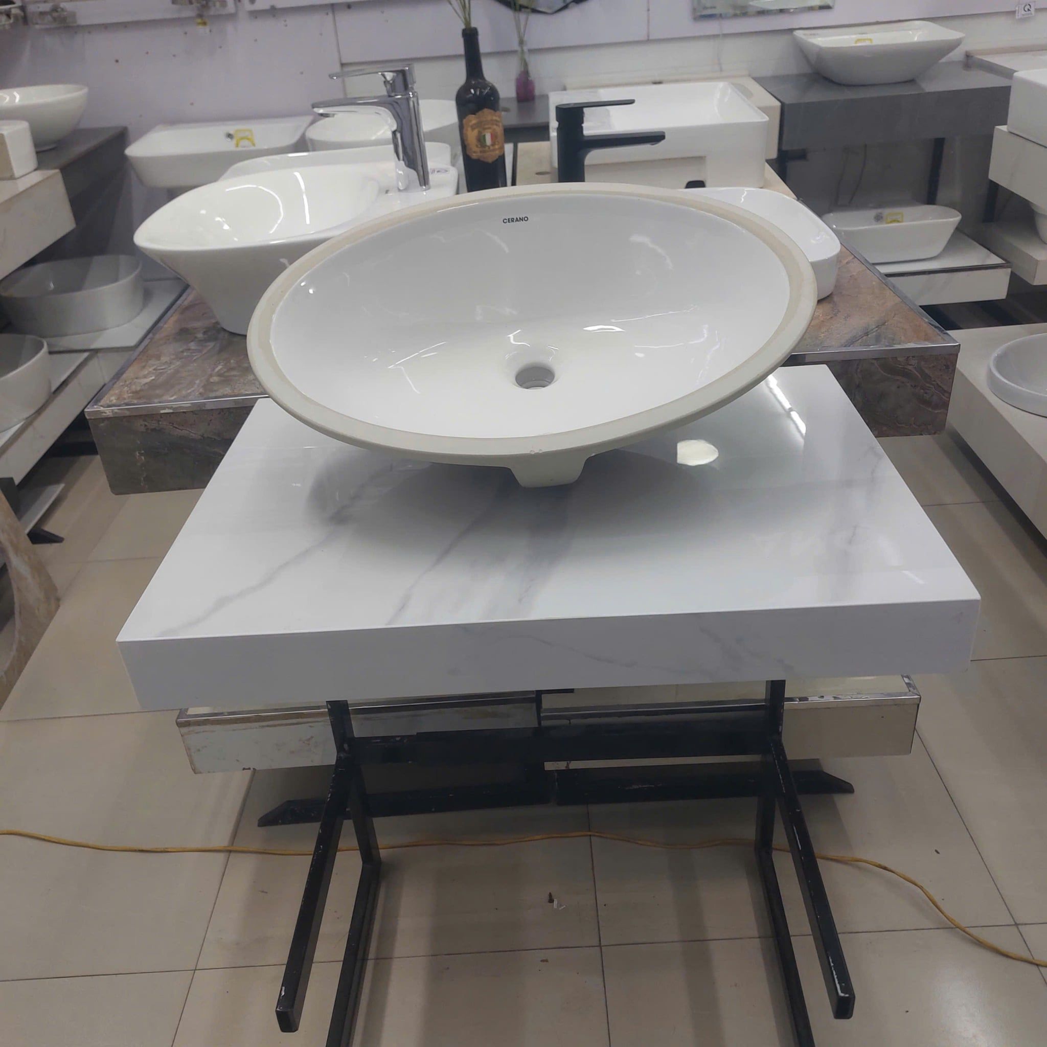  Chậu Âm Hình Bầu Dục Bàn Đá Cao Cấp CERANO Mã F4639-HYC-022-22 