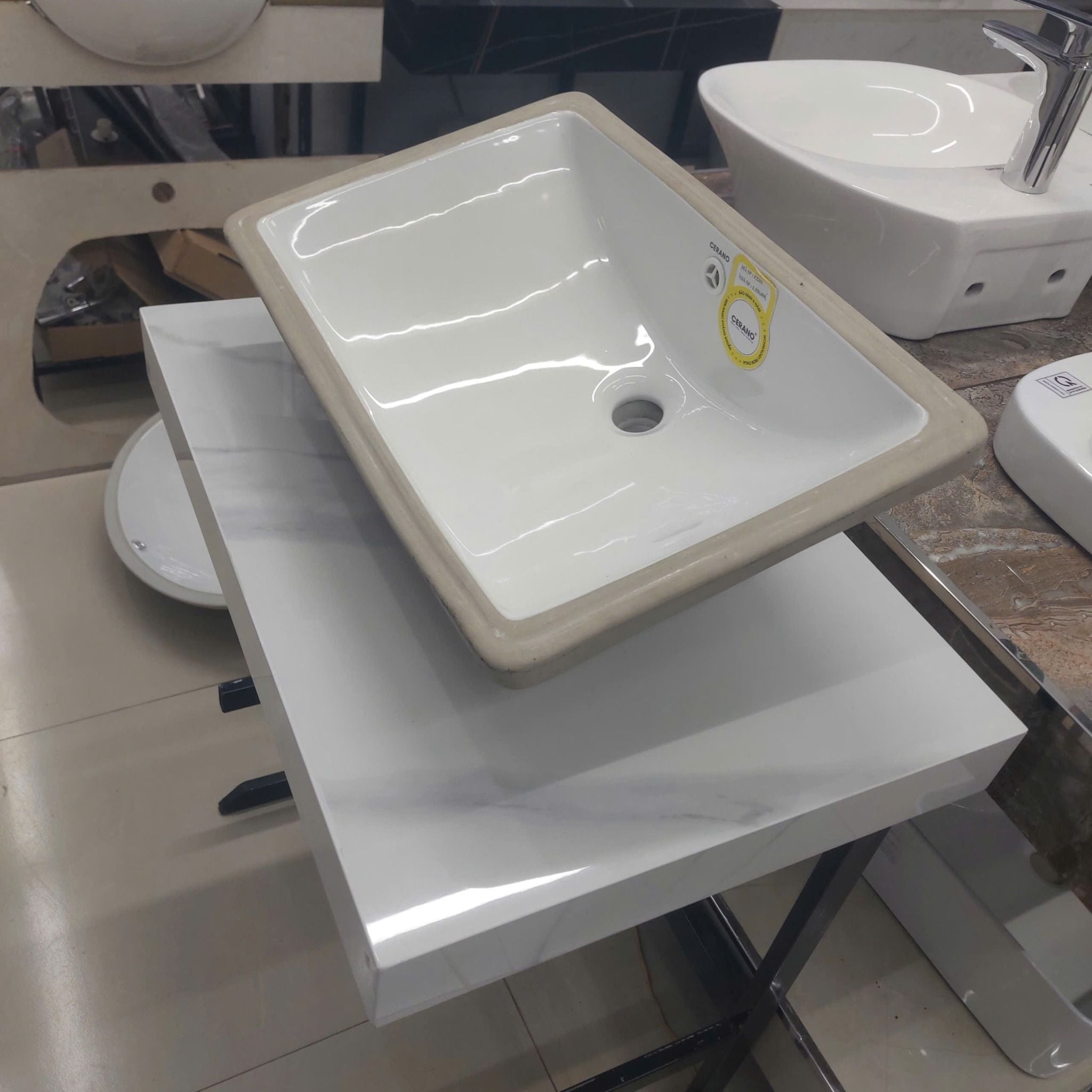  Chậu Bàn Đá Âm Vuông Cao Cấp Cerano Mã F2201 