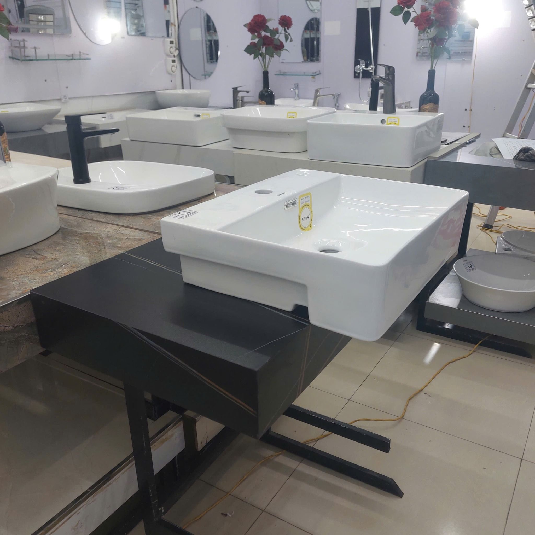  Chậu Đặt Bàn Đá Nửa Trong Nửa ngoài Cao Cấp Cerano Mã XZ8181 