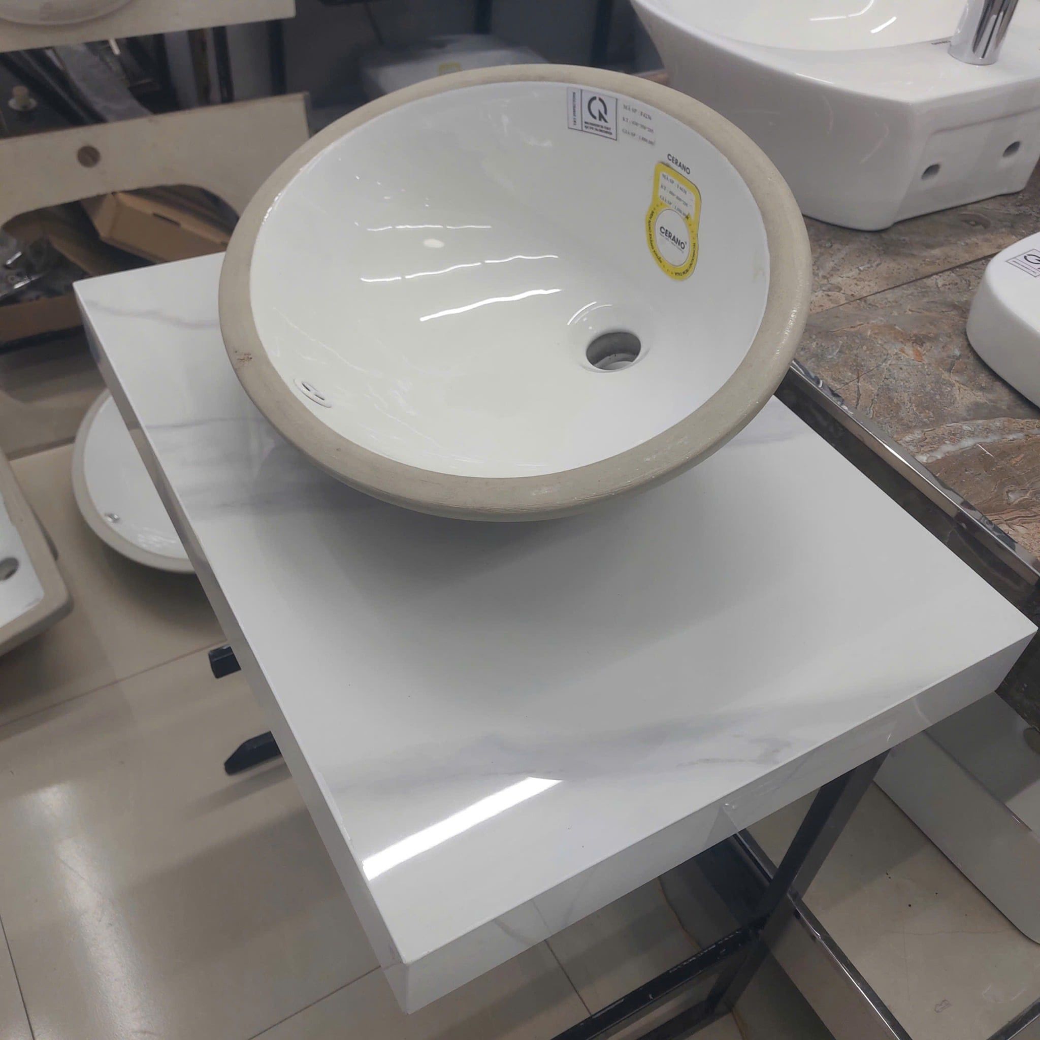  Chậu Rửa Âm Tròn Bàn Đá Cao Cấp CERANO Mã F4638 