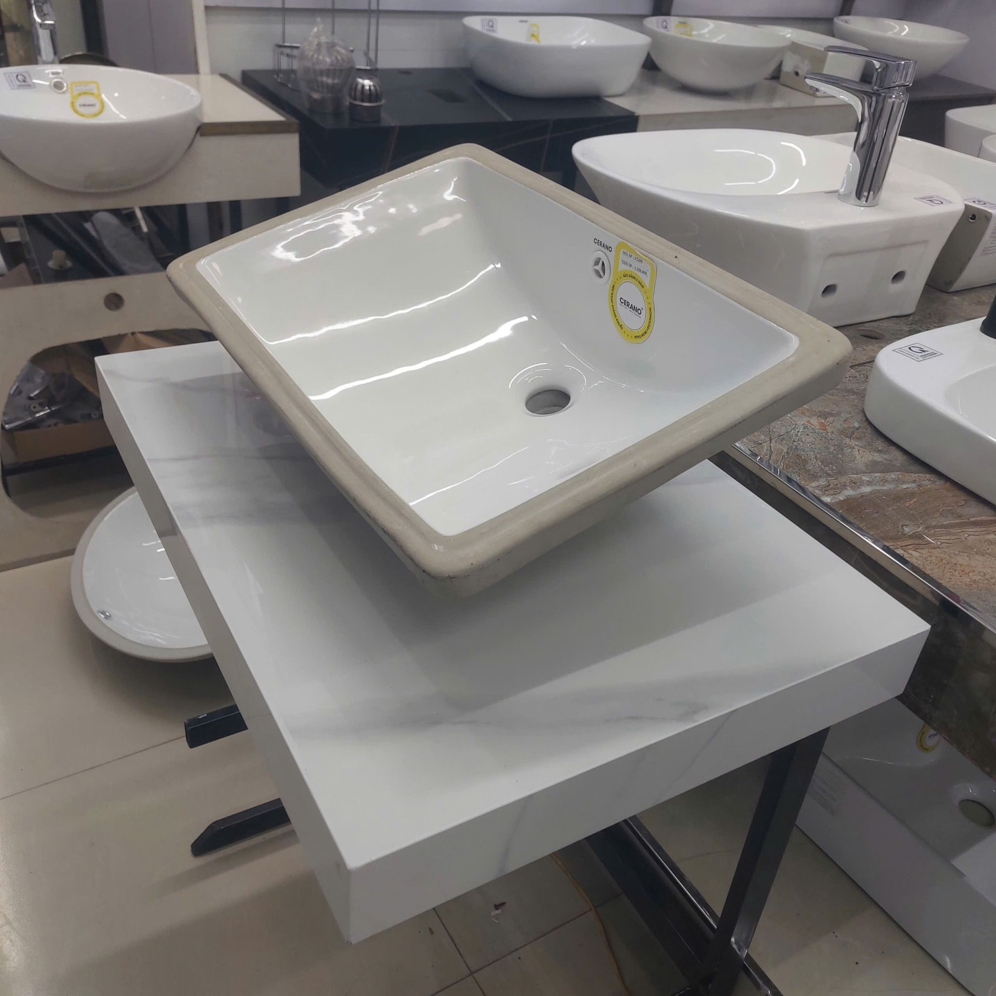  Chậu Âm Vuông Bàn Đá Cao Cấp CERANO Mã F2201 