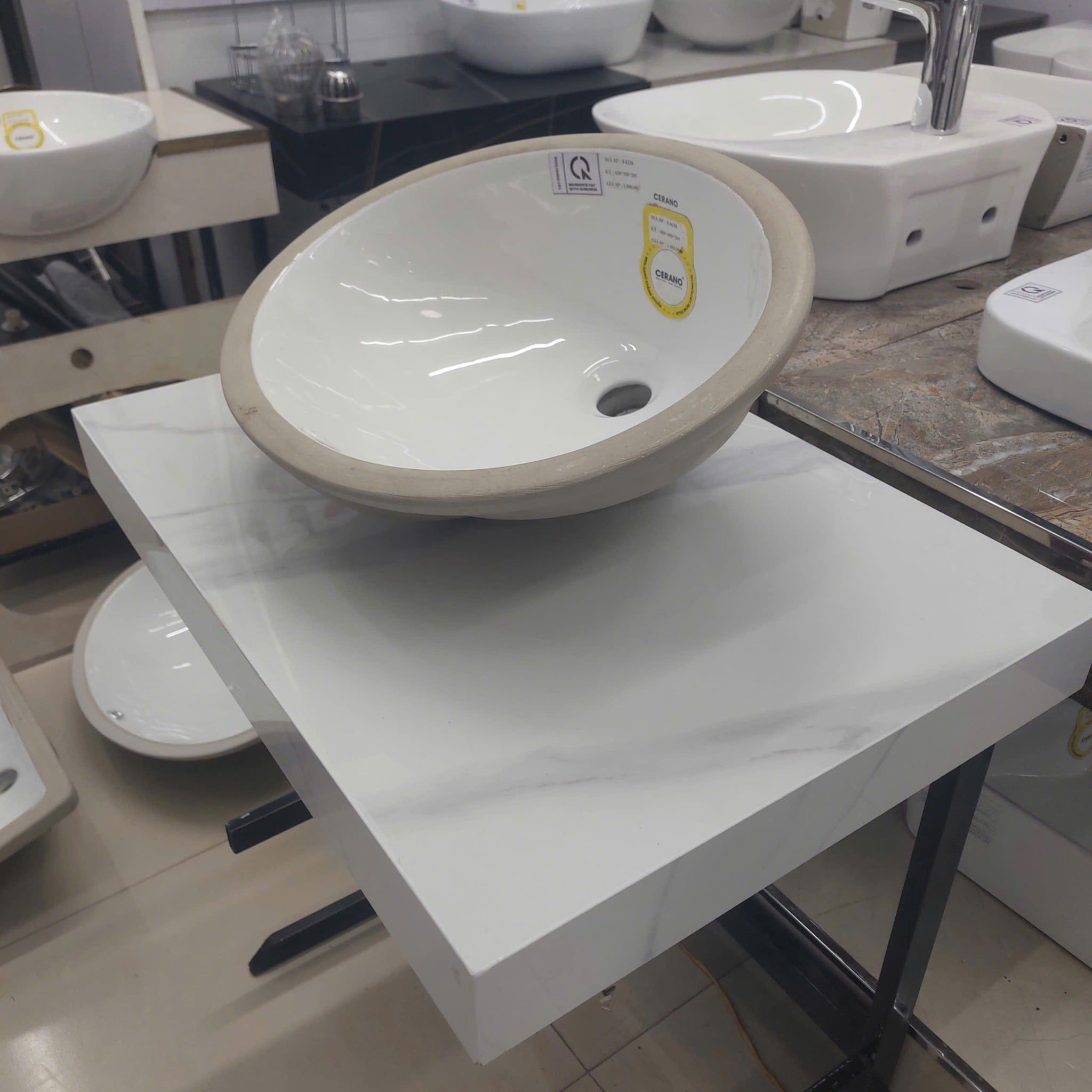  Chậu Rửa Âm Tròn Bàn Đá Cao Cấp CERANO Mã F4638 