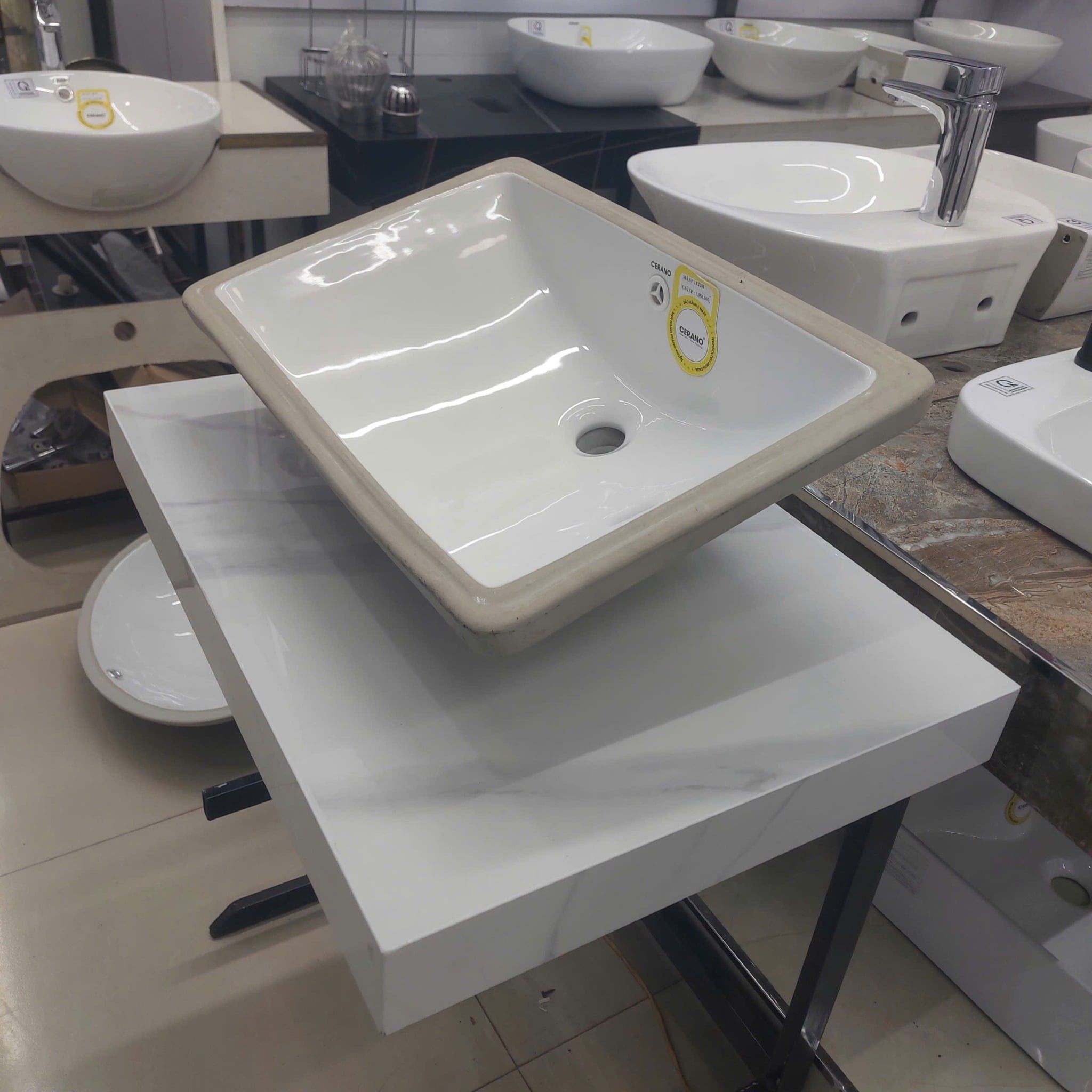  Chậu Bàn Đá Âm Vuông Cao Cấp Cerano Mã F2201 