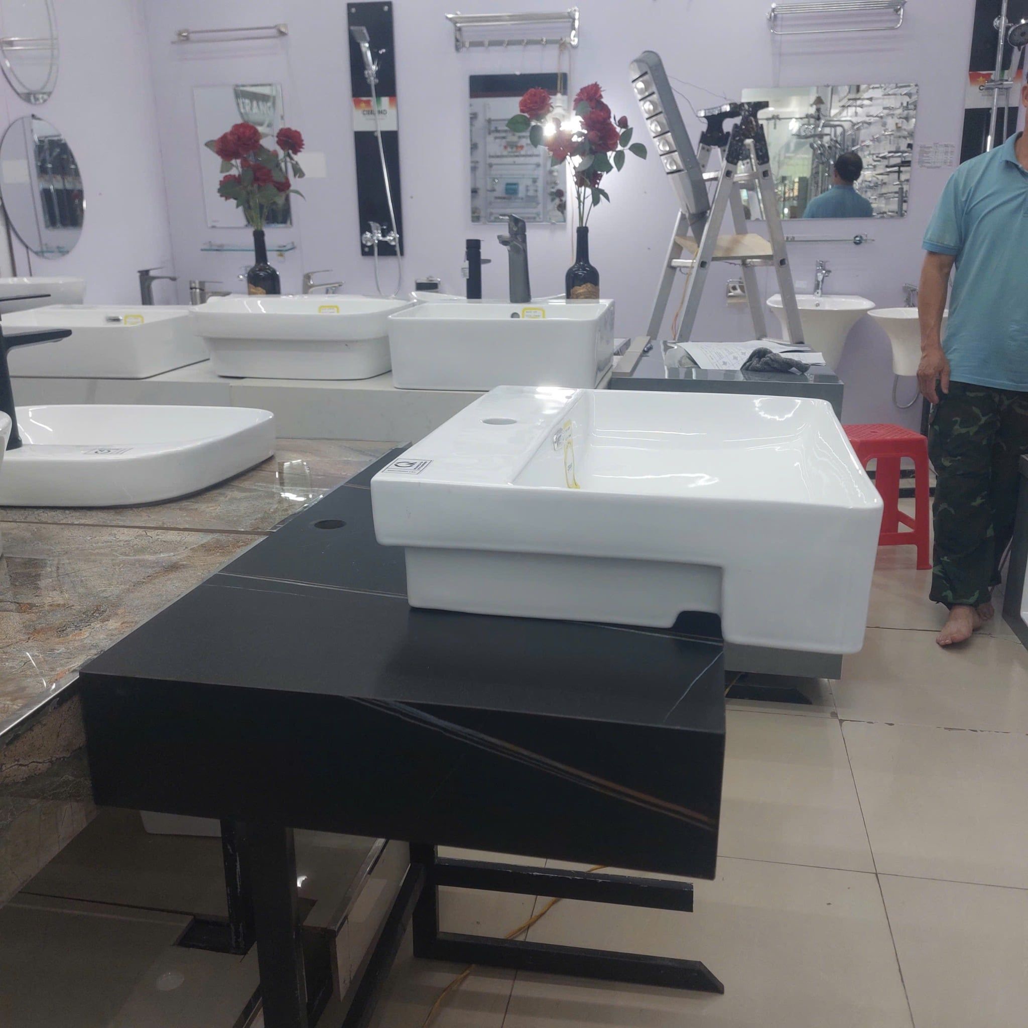  Chậu Đặt Bàn Đá Nửa Trong Nửa ngoài Cao Cấp Cerano Mã XZ8181 