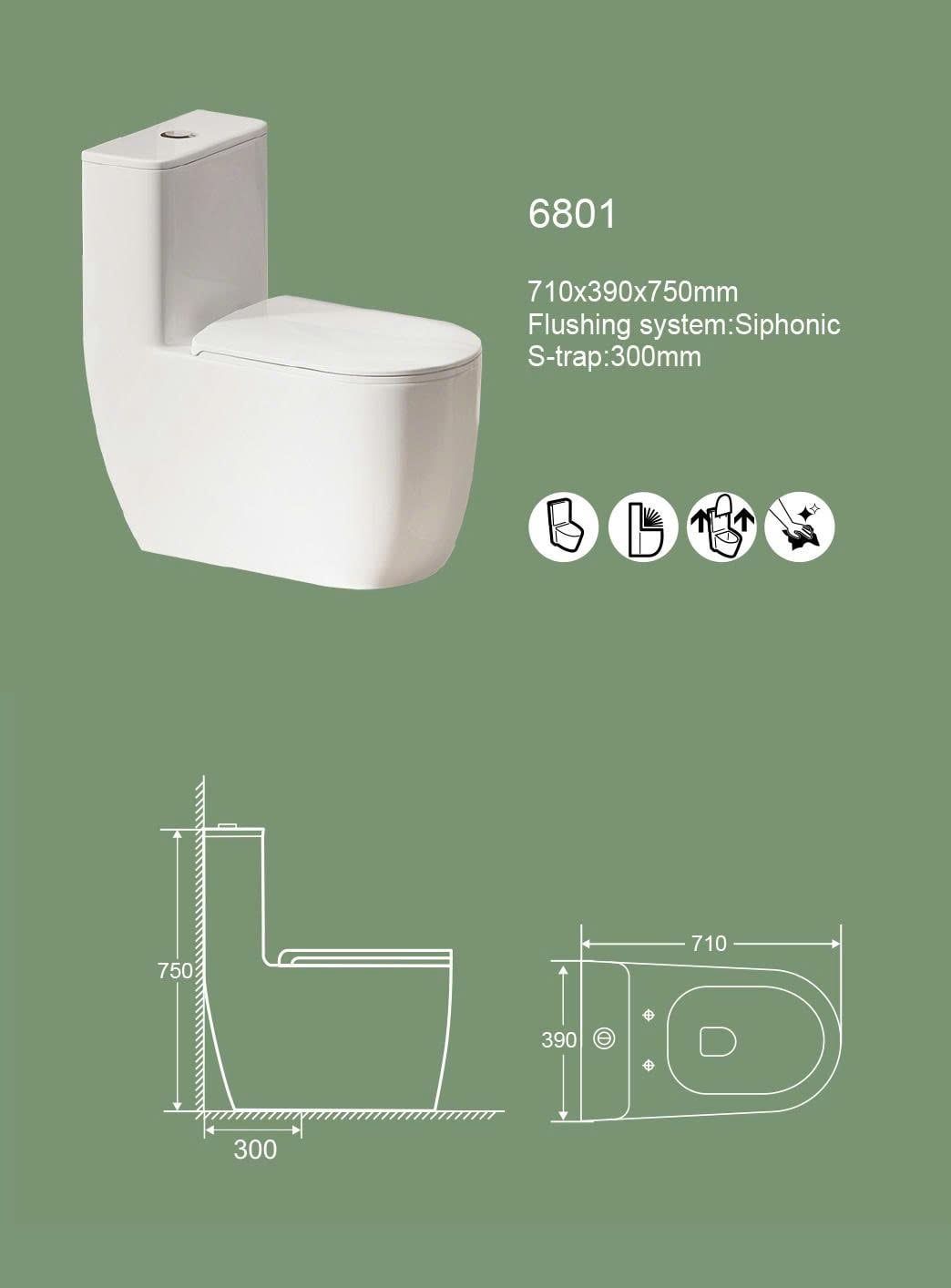  Bồn Cầu Liền Khối Cerano Mã 6801 