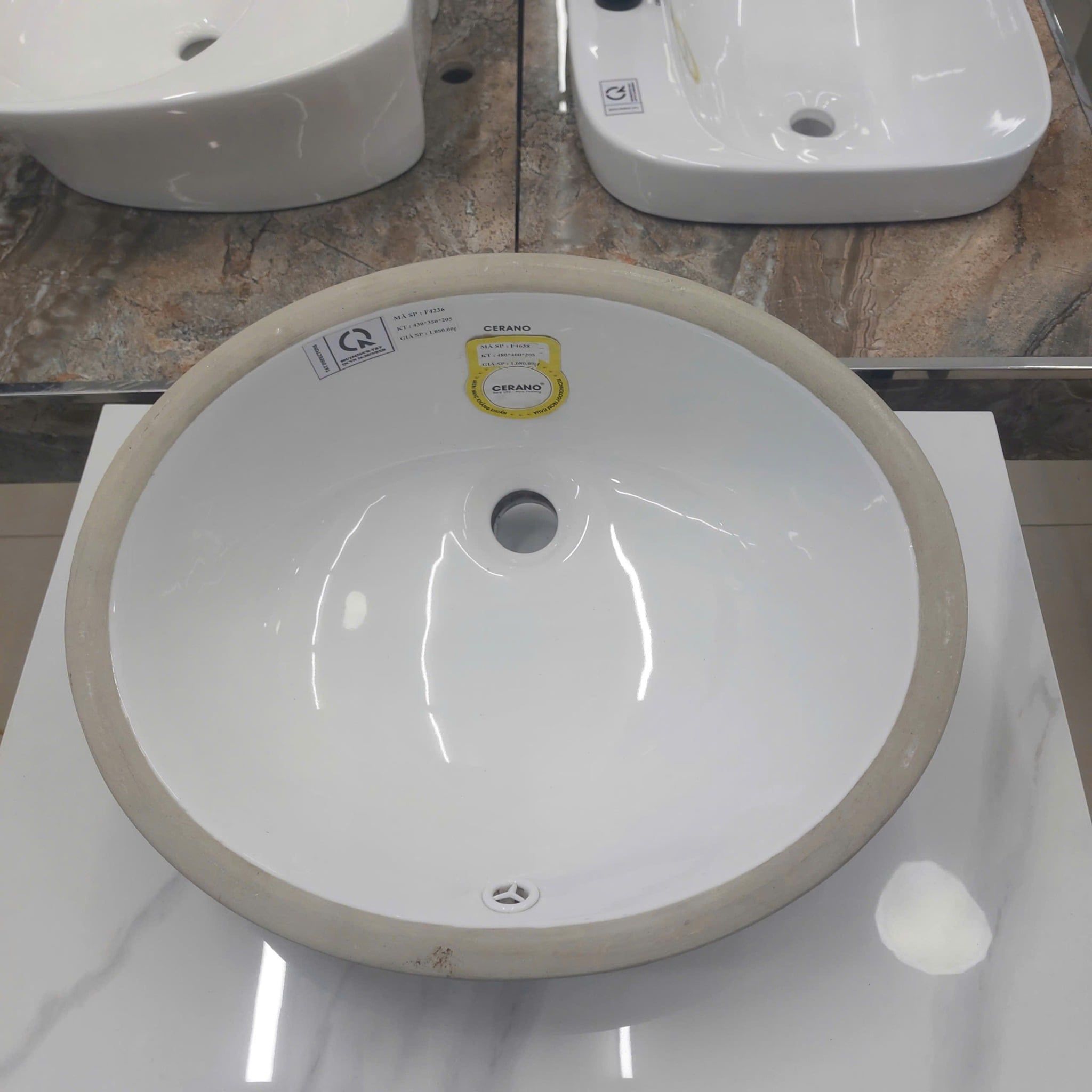 Chậu Rửa Âm Tròn Bàn Đá Cao Cấp CERANO Mã F4638 