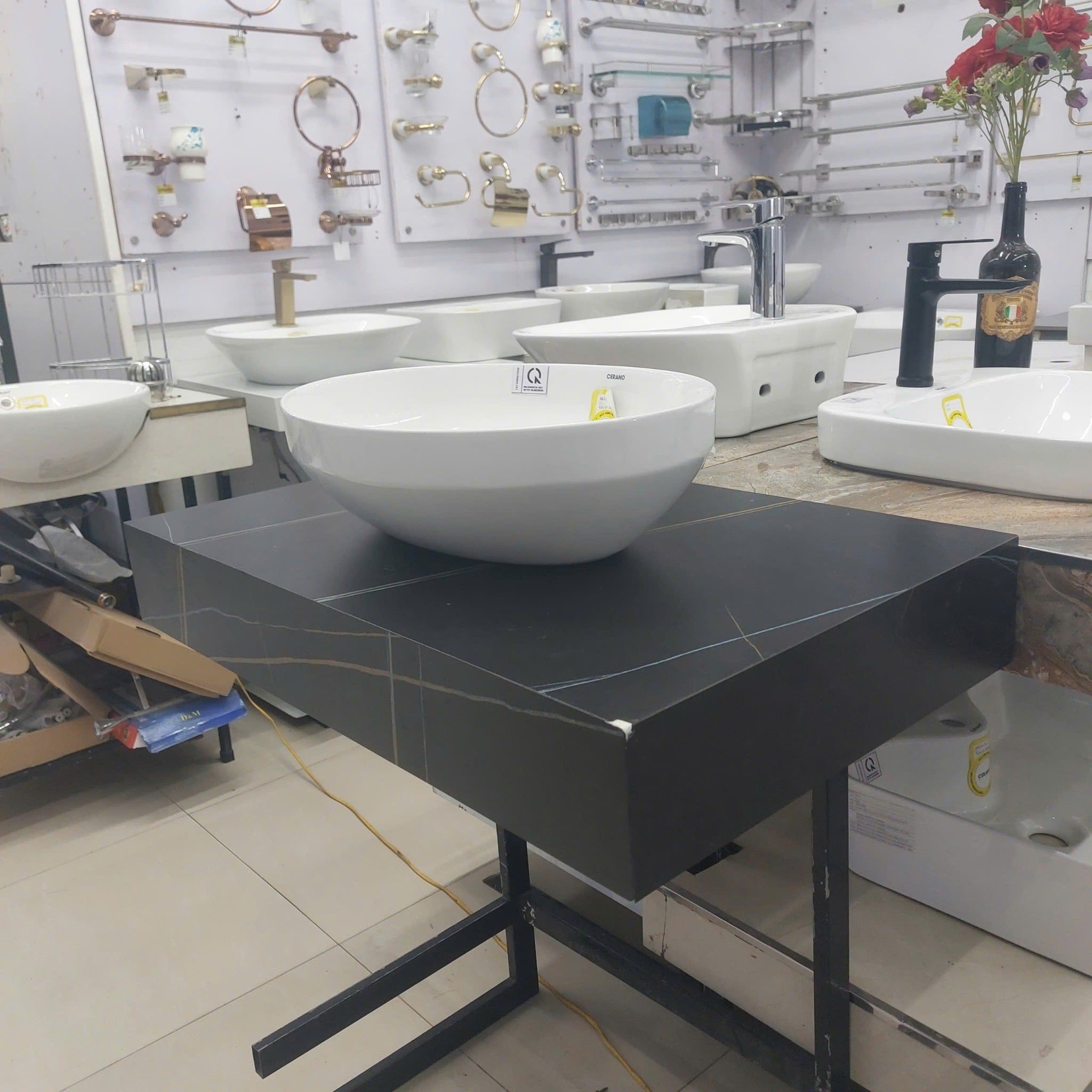  Chậu Đặt Bàn Đá Hình Bầu Dục Cao Cấp Cerano Mã 8502 
