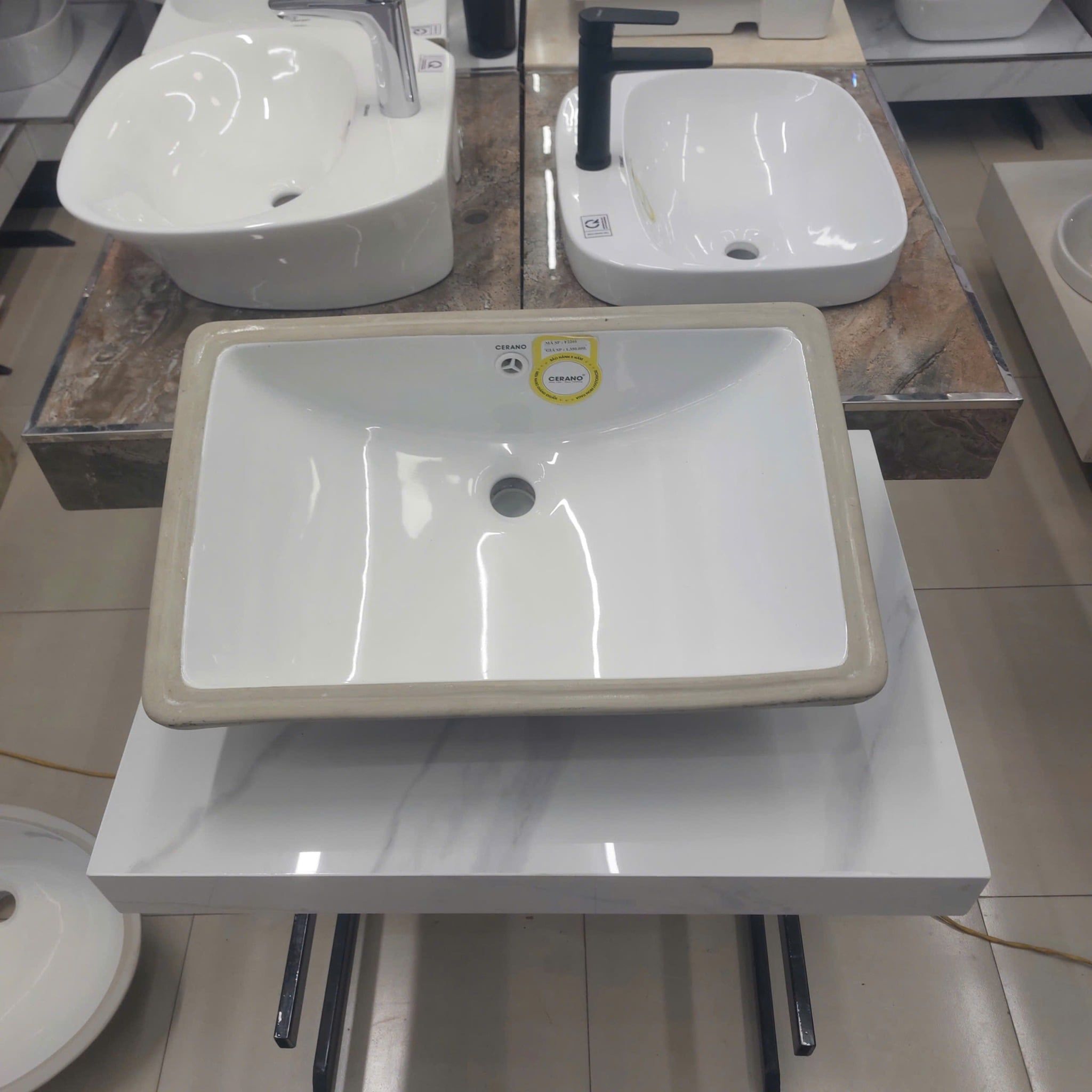  Chậu Bàn Đá Âm Vuông Cao Cấp Cerano Mã F2201 