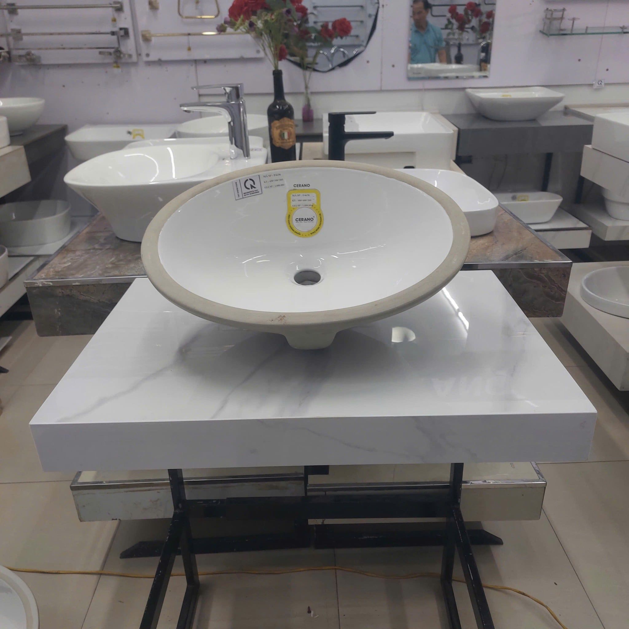  Chậu Rửa Âm Tròn Bàn Đá Cao Cấp CERANO Mã F4638 