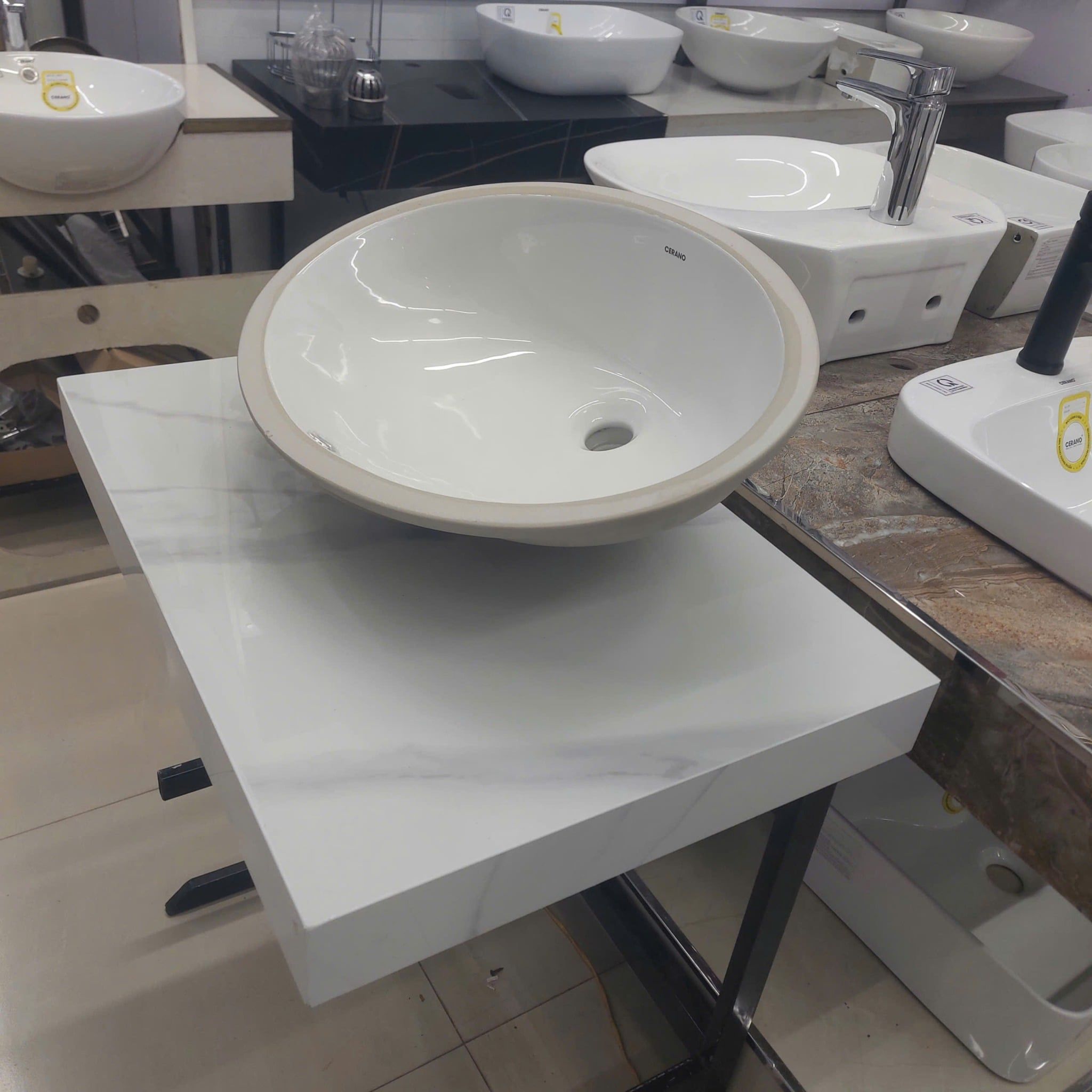  Chậu Âm Hình Bầu Dục Bàn Đá Cao Cấp CERANO Mã F4639-HYC-022-22 