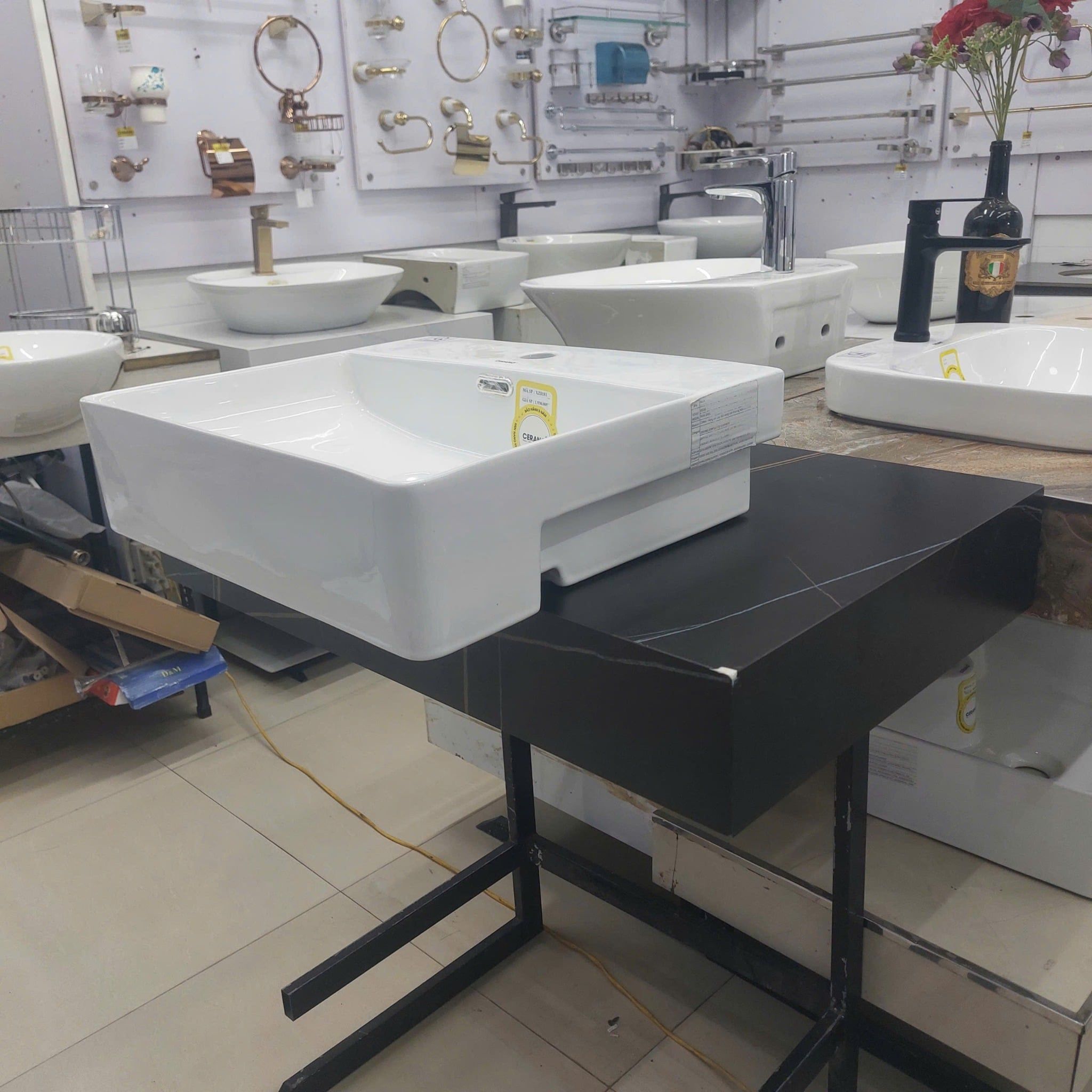  Chậu Đặt Bàn Đá Nửa Trong Nửa ngoài Cao Cấp Cerano Mã XZ8181 