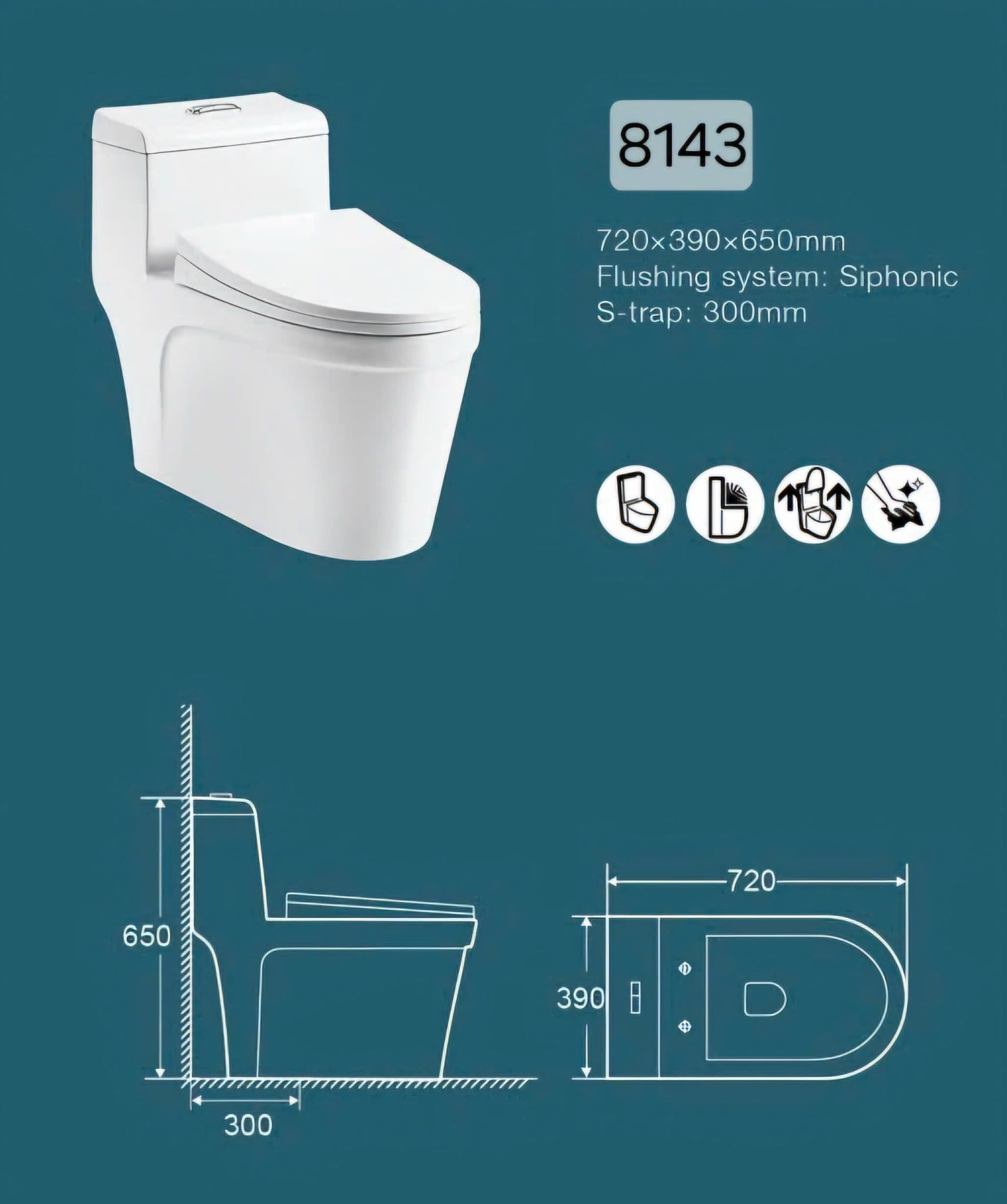  Bồn Cầu Liền Khối Cerano Mã 8143 