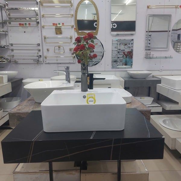  Chậu đặt bàn đá hoặc treo tường(đa năng cách Lắp) - Không chân Cao Cấp Cerano(Không Bao gồm Ốc) Mã 1559 