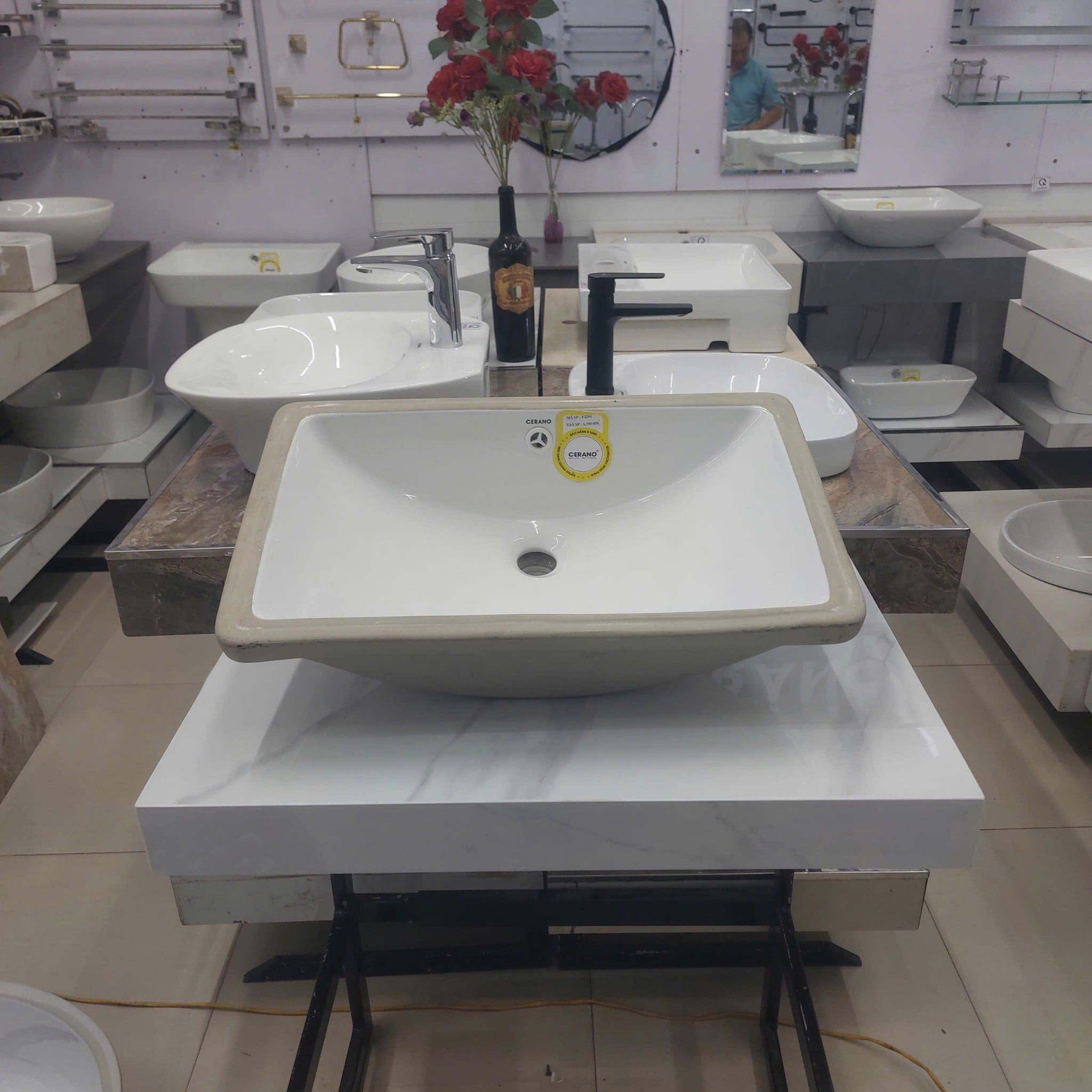 Chậu Bàn Đá Âm Vuông Cao Cấp Cerano Mã F2201 