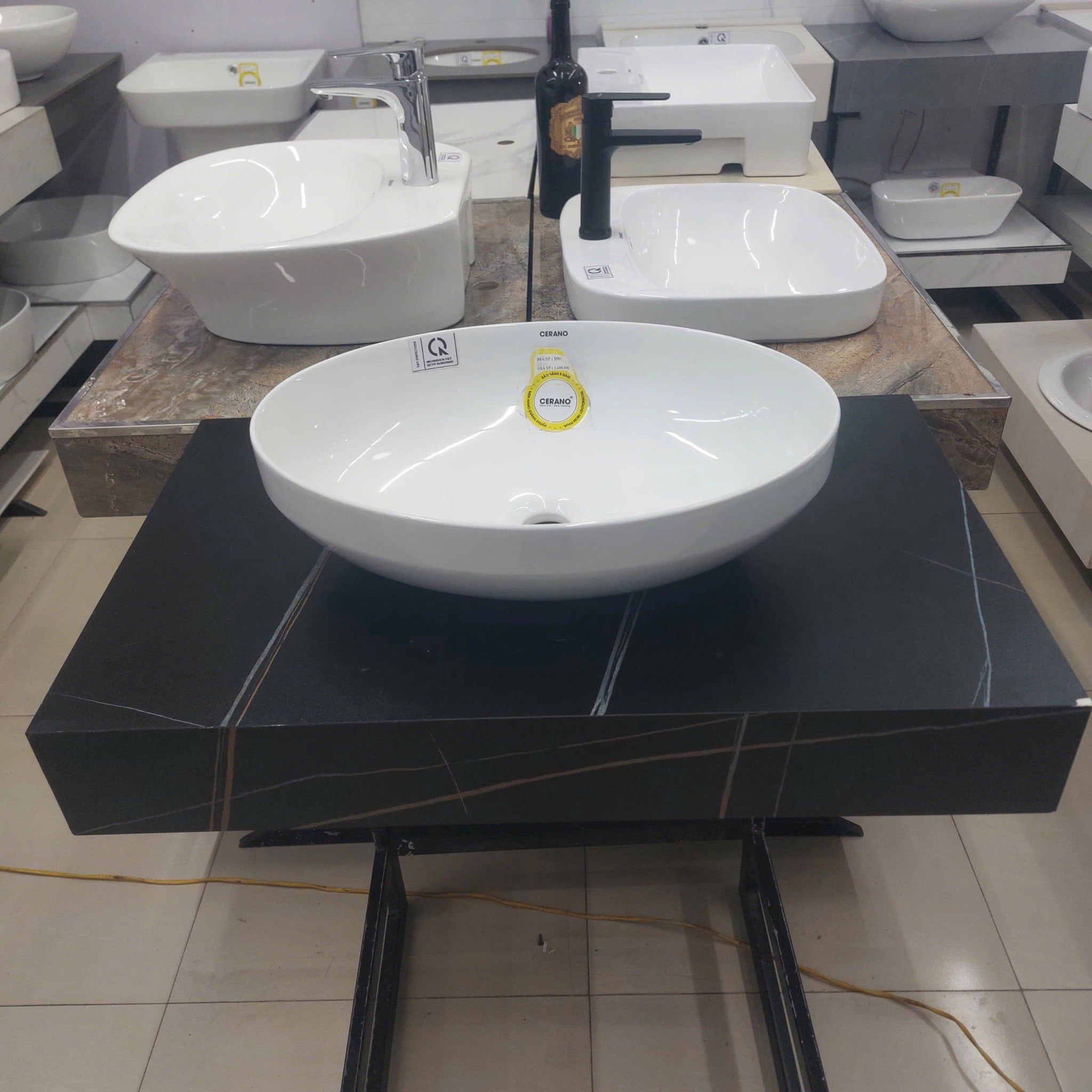  Chậu Đặt Bàn Đá Hình Bầu Dục Cao Cấp Cerano Mã 8502 