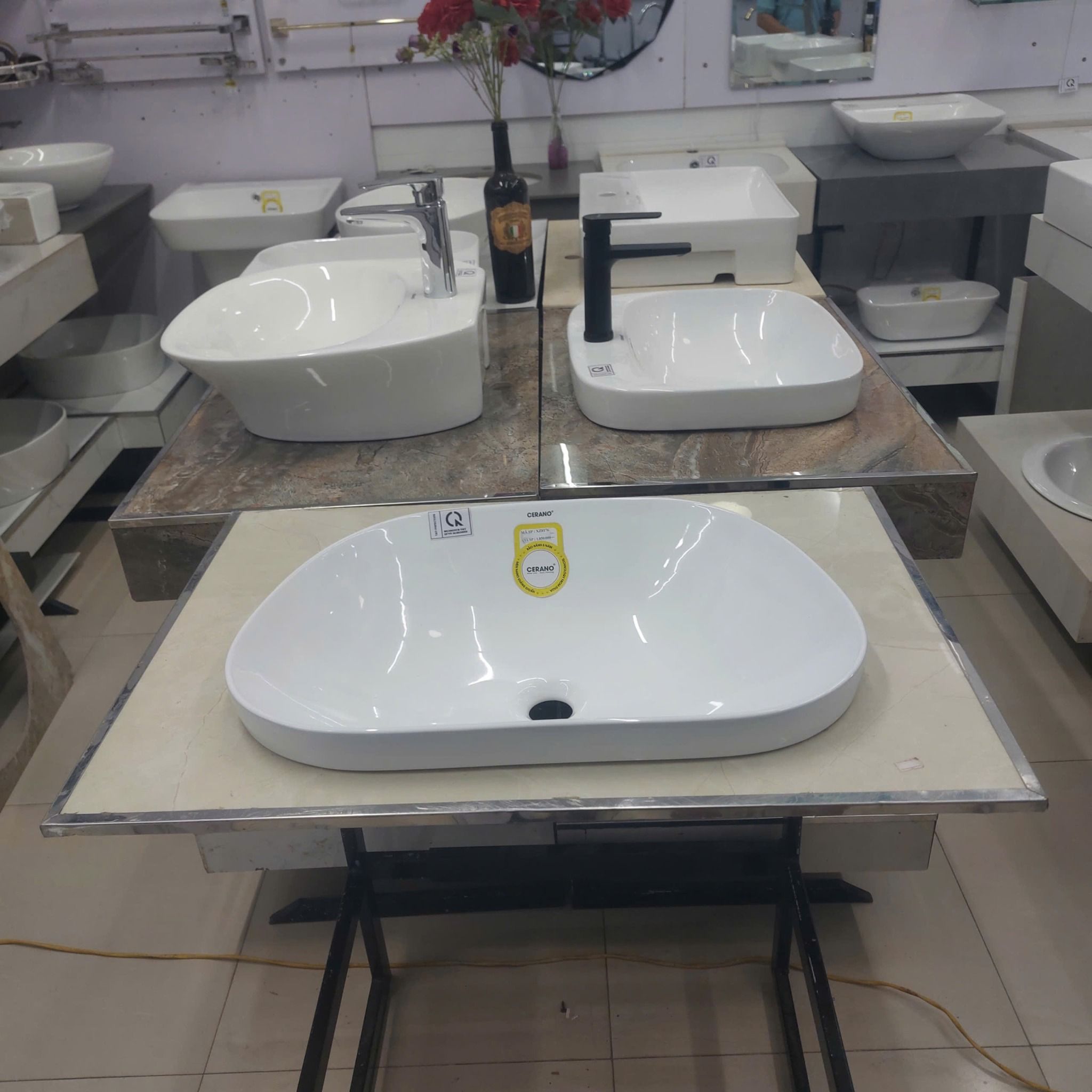  Chậu Đặt Bàn Đá Bán Âm - Bán Dương Cao Cấp Cerano Mã XZ8176 