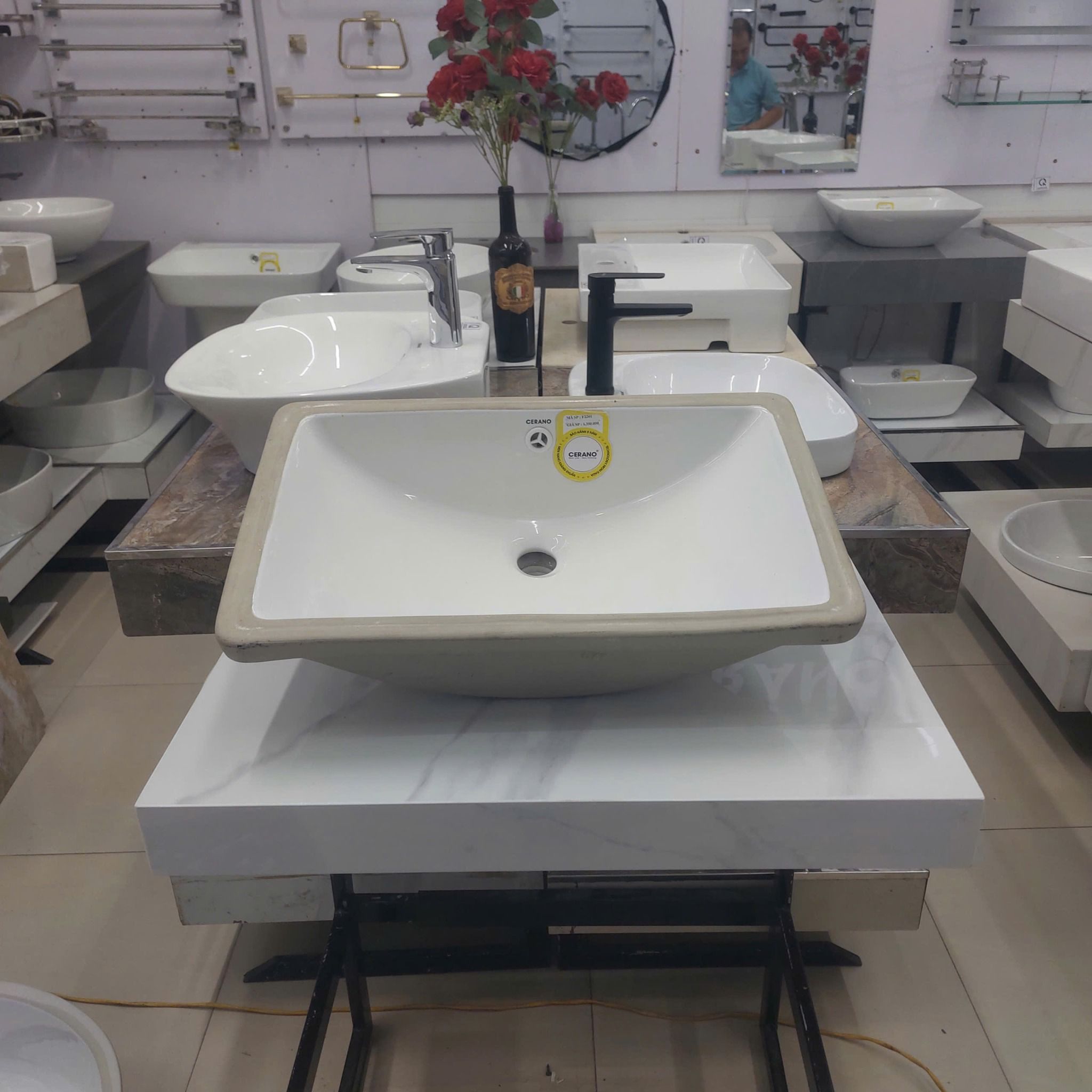  Chậu Âm Vuông Bàn Đá Cao Cấp CERANO Mã F2201 