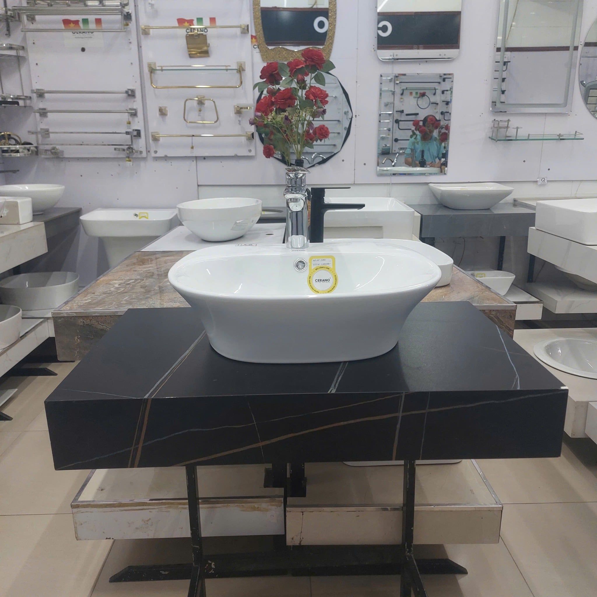  Chậu Đặt Bàn Đá  Cao Cấp Cerano Mã 8482 