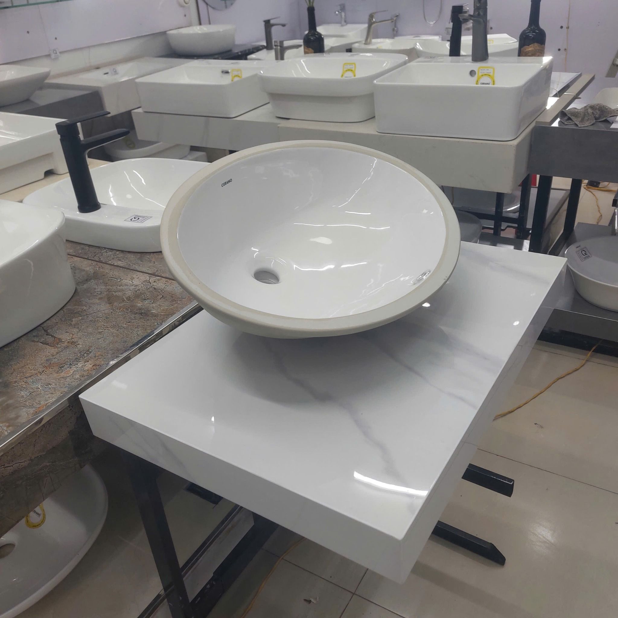  Chậu Âm Hình Bầu Dục Bàn Đá Cao Cấp CERANO Mã F4639-HYC-022-22 