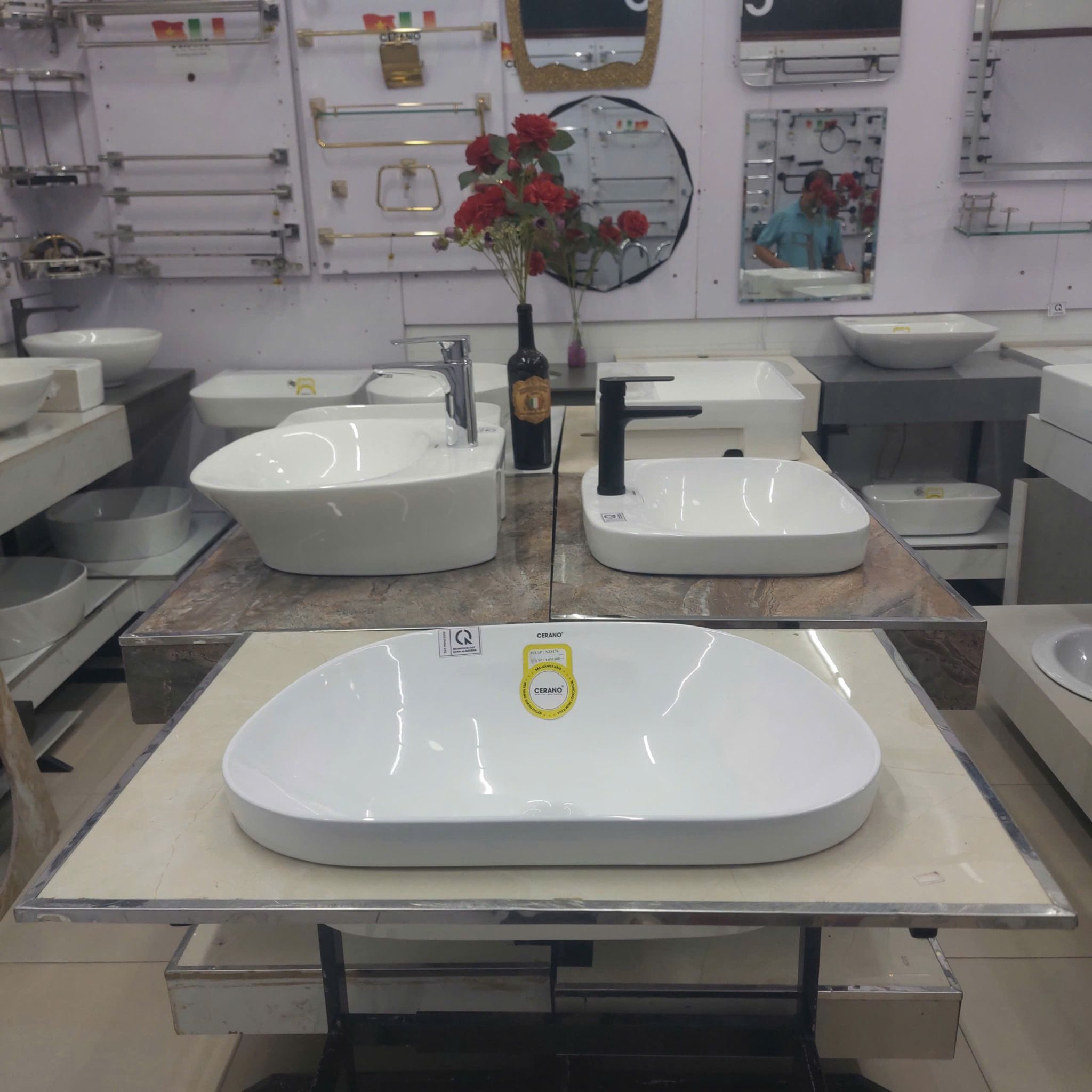  Chậu Đặt Bàn Đá Bán Âm - Bán Dương Cao Cấp Cerano Mã XZ8176 