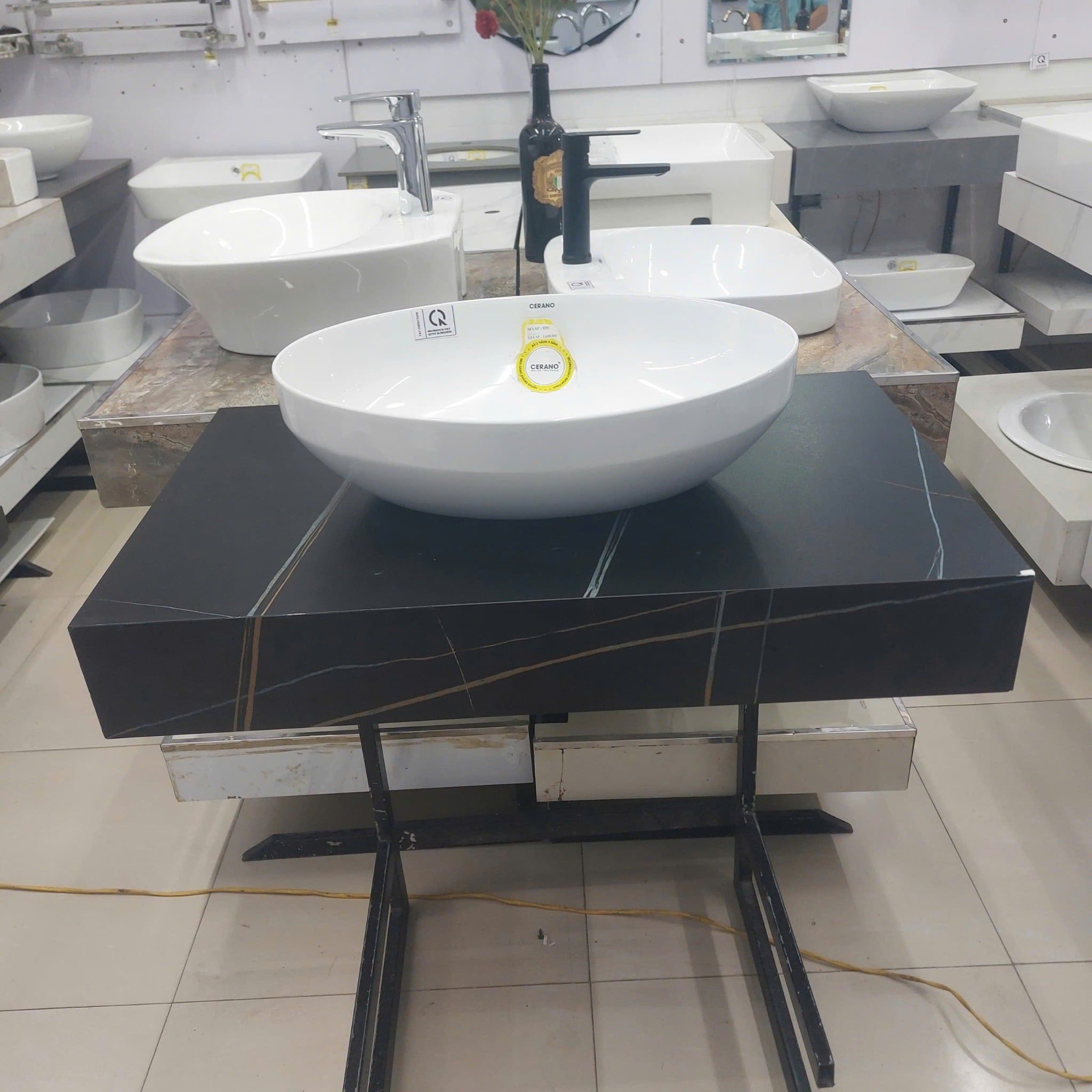  Chậu Đặt Bàn Đá Hình Bầu Dục Cao Cấp Cerano Mã 8502 