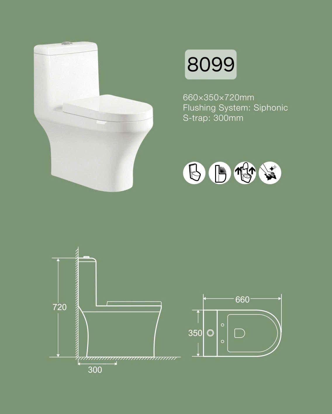 Bồn Cầu Liền Khối  Cerano Mã 809B 