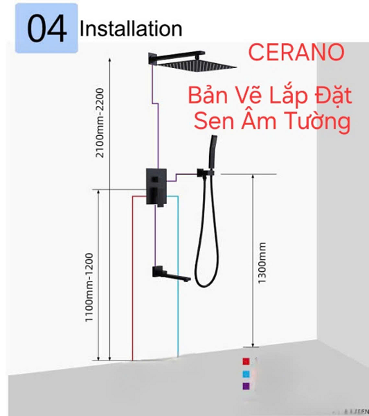  Bộ Sen Tắm Âm Tường 1201 