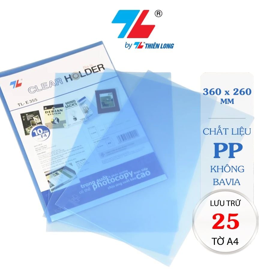 Bìa lá A4 (25 tờ) Thiên Long F4 E355 (FS)