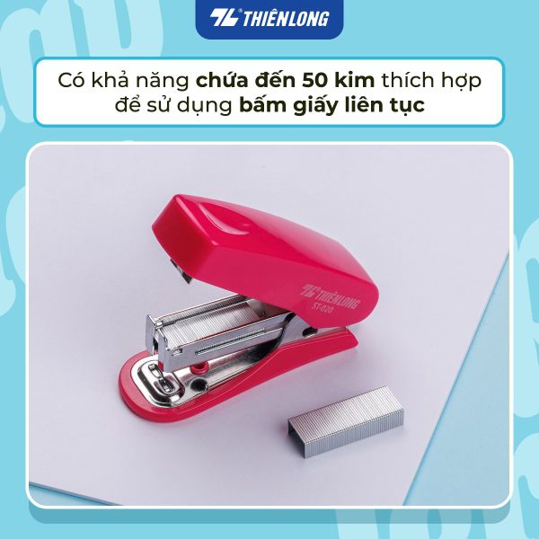 Bấm kim mini số 10 Thiên Long ST-020 – Nhỏ gọn, bấm nhẹ, có gỡ kim