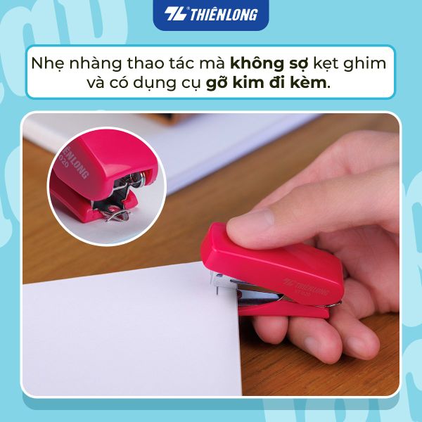 Bấm kim mini số 10 Thiên Long ST-020 – Nhỏ gọn, bấm nhẹ, có gỡ kim