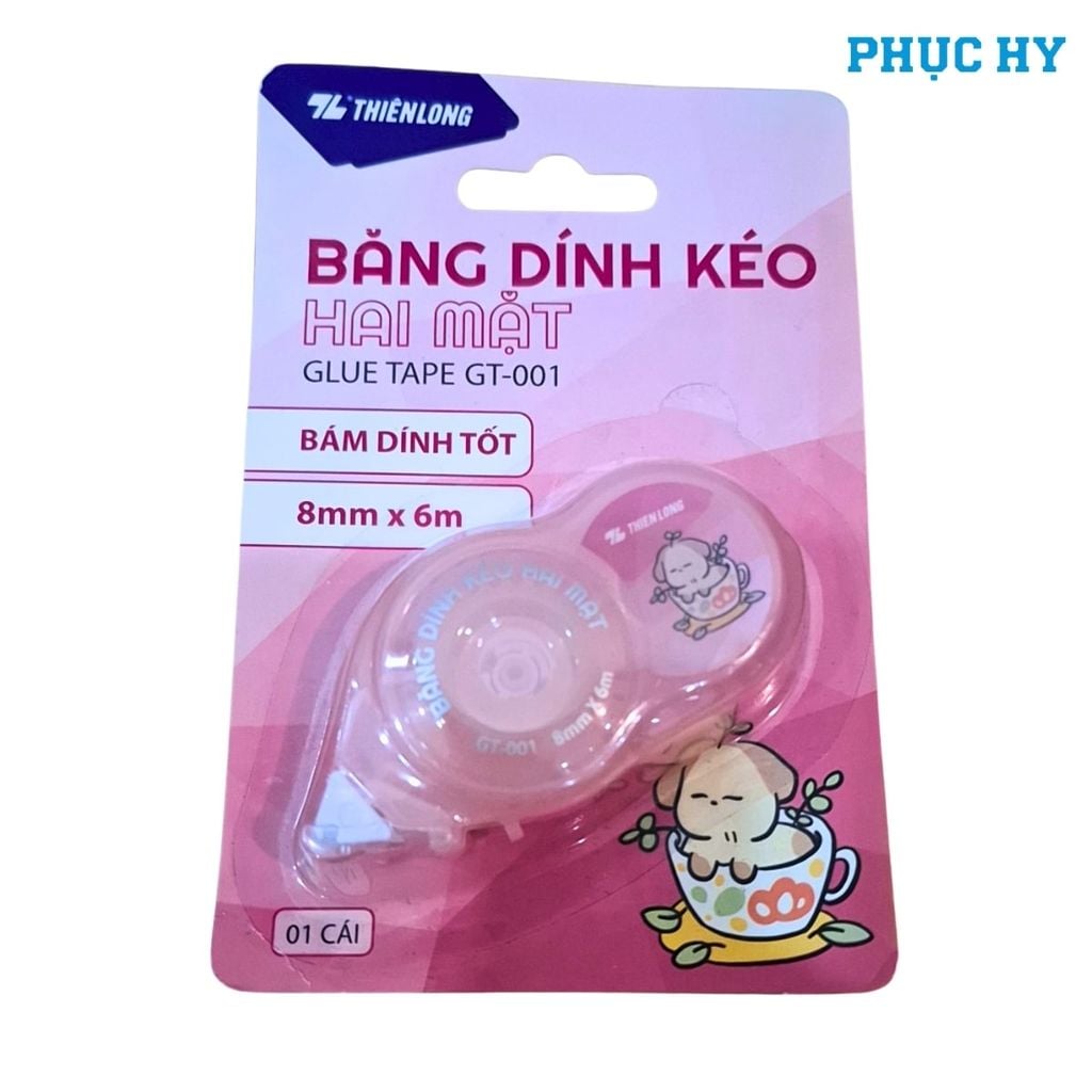 Băng dính kéo 2 mặt Thiên Long GT-001 8 mm × 6 m