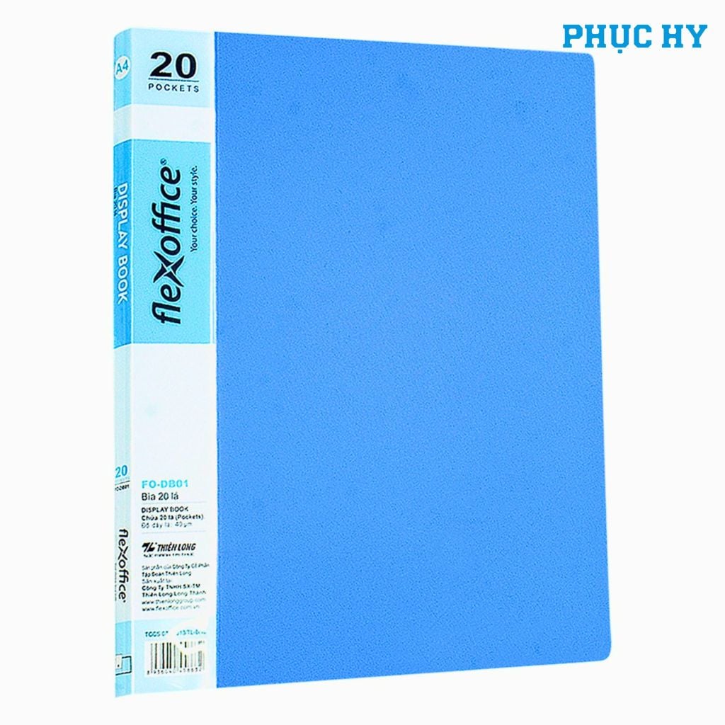 Bìa hồ sơ A4 20 lá FlexOffice FO-DB01 màu xanh