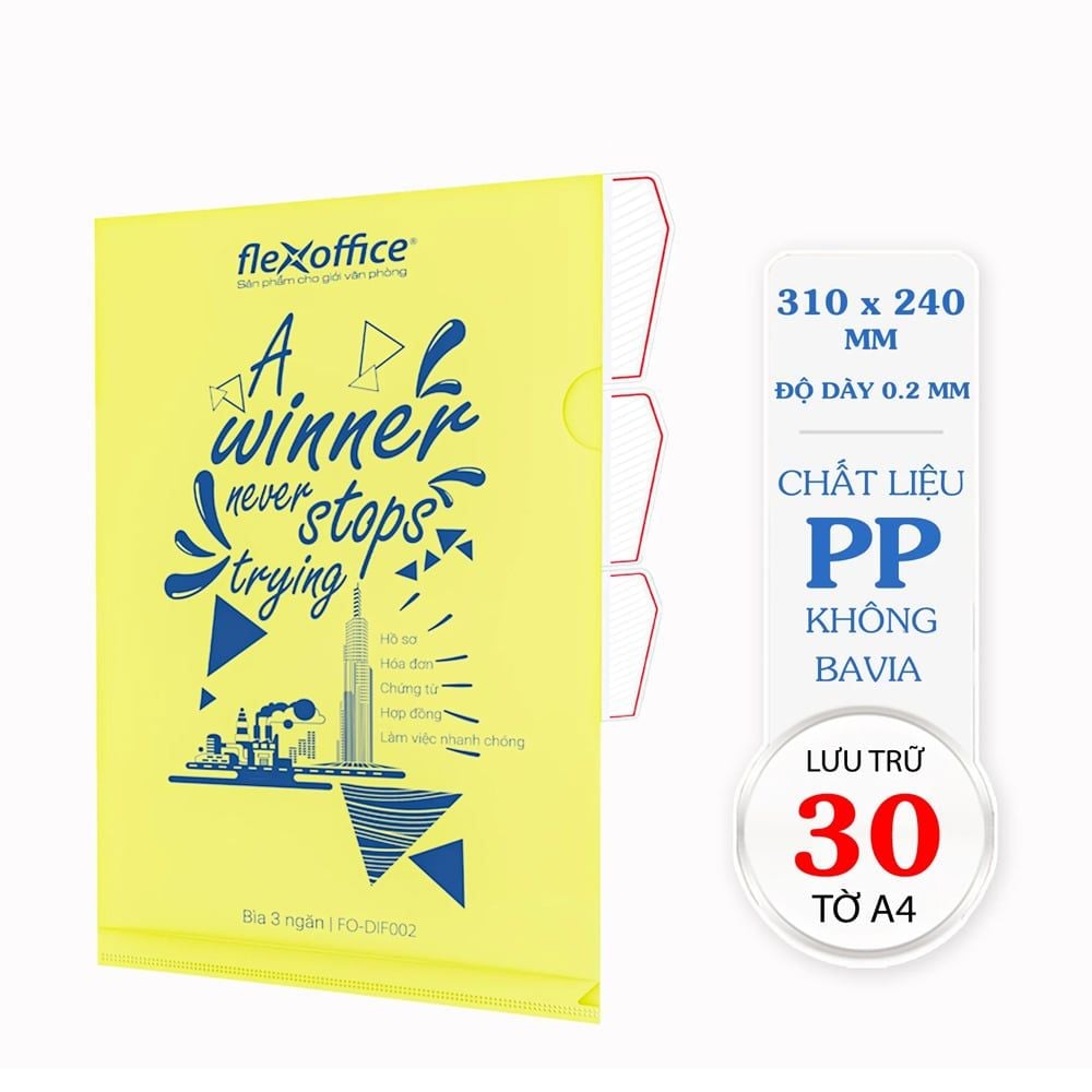 Bìa hồ sơ A4 (30 tờ) 3 ngăn Thiên Long Flexoffice A4 FO-DIF002