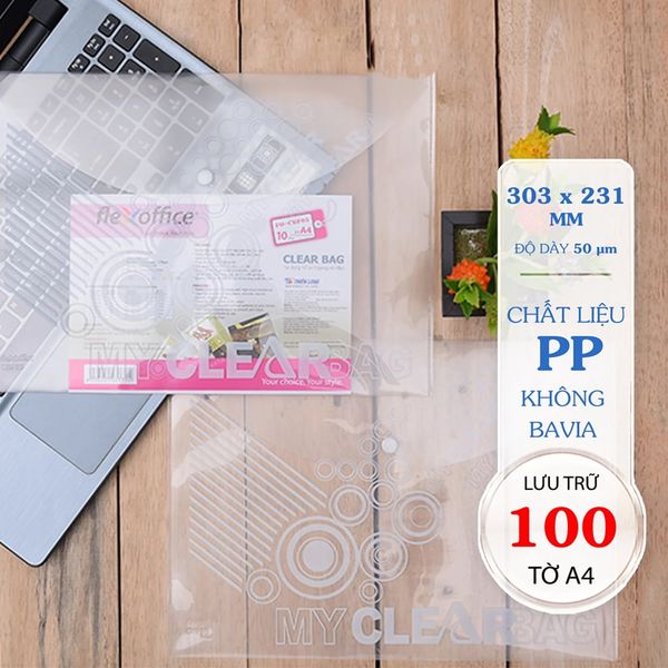 Bìa nút A4 (125 tờ) trong suốt | Flexoffice FO-CBF05