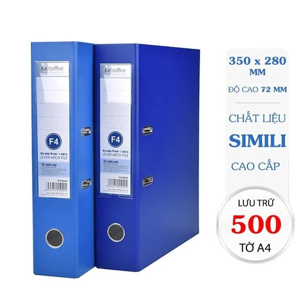 Bìa còng F4-A4, lưu trữ 500 tờ, gáy 70mm, Flexoffice FO-BC04
